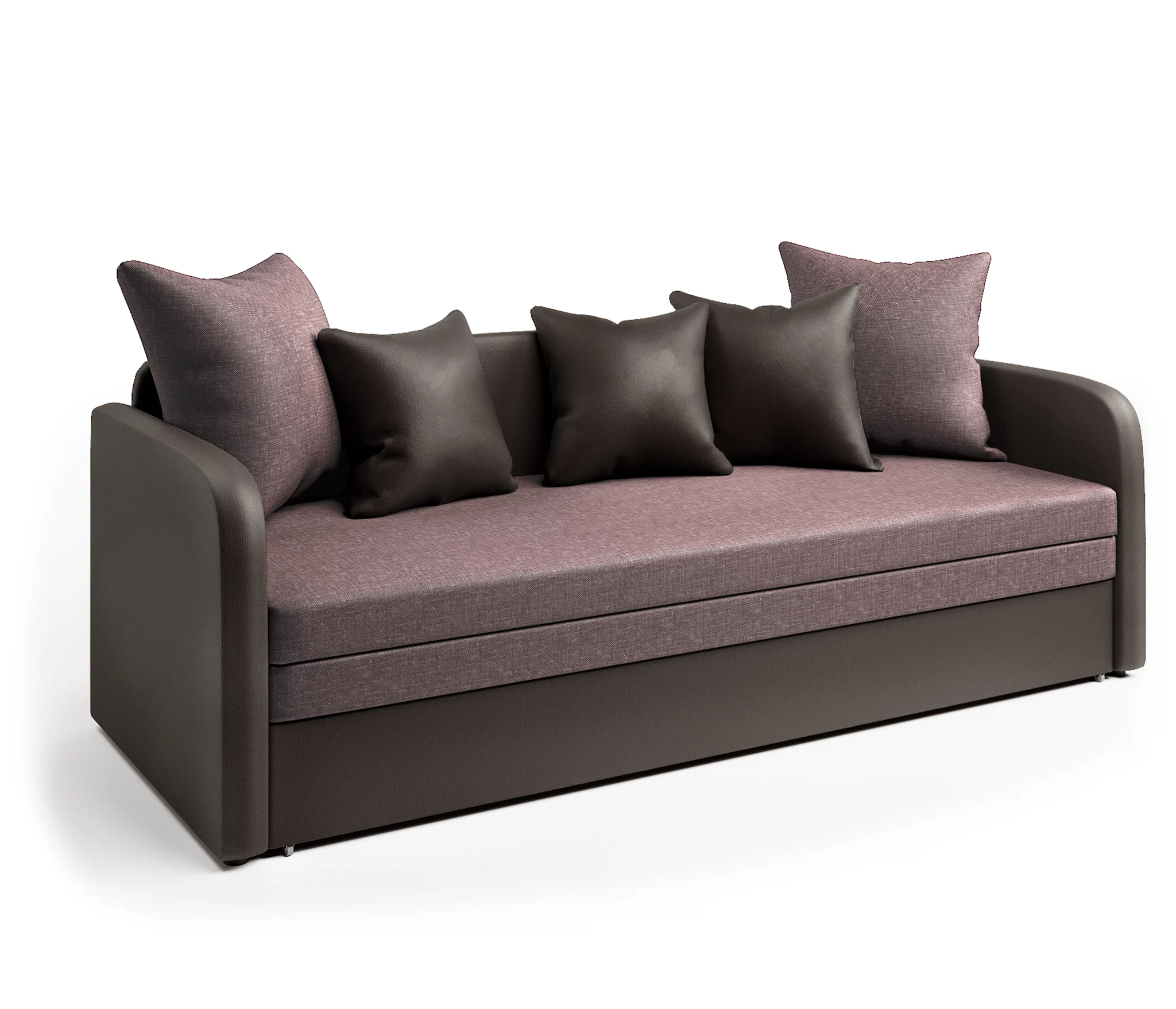 Изображение товара Современная софа Трио из экокожи и рогожки с механизмом еврософа 210 см