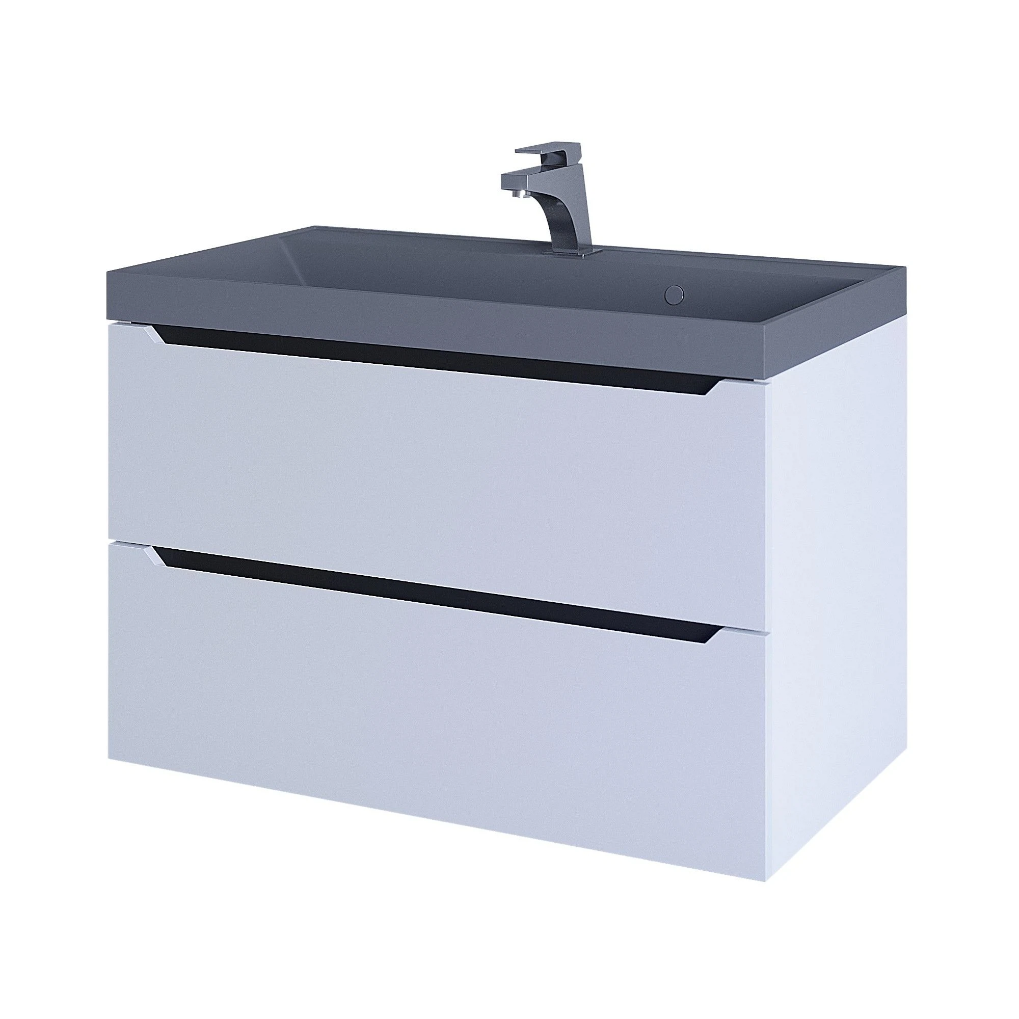 Изображение товара Подвесная тумба с раковиной Uperwood Tanos-Classic Quartz 80 см белая на кухню или ванную