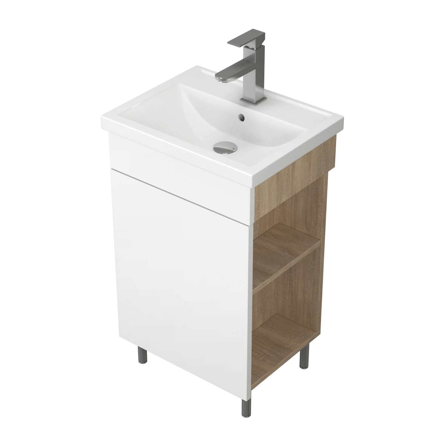 Изображение товара Тумба с раковиной для ванной комнаты Uncoria Алегра 50 см белый/сонома