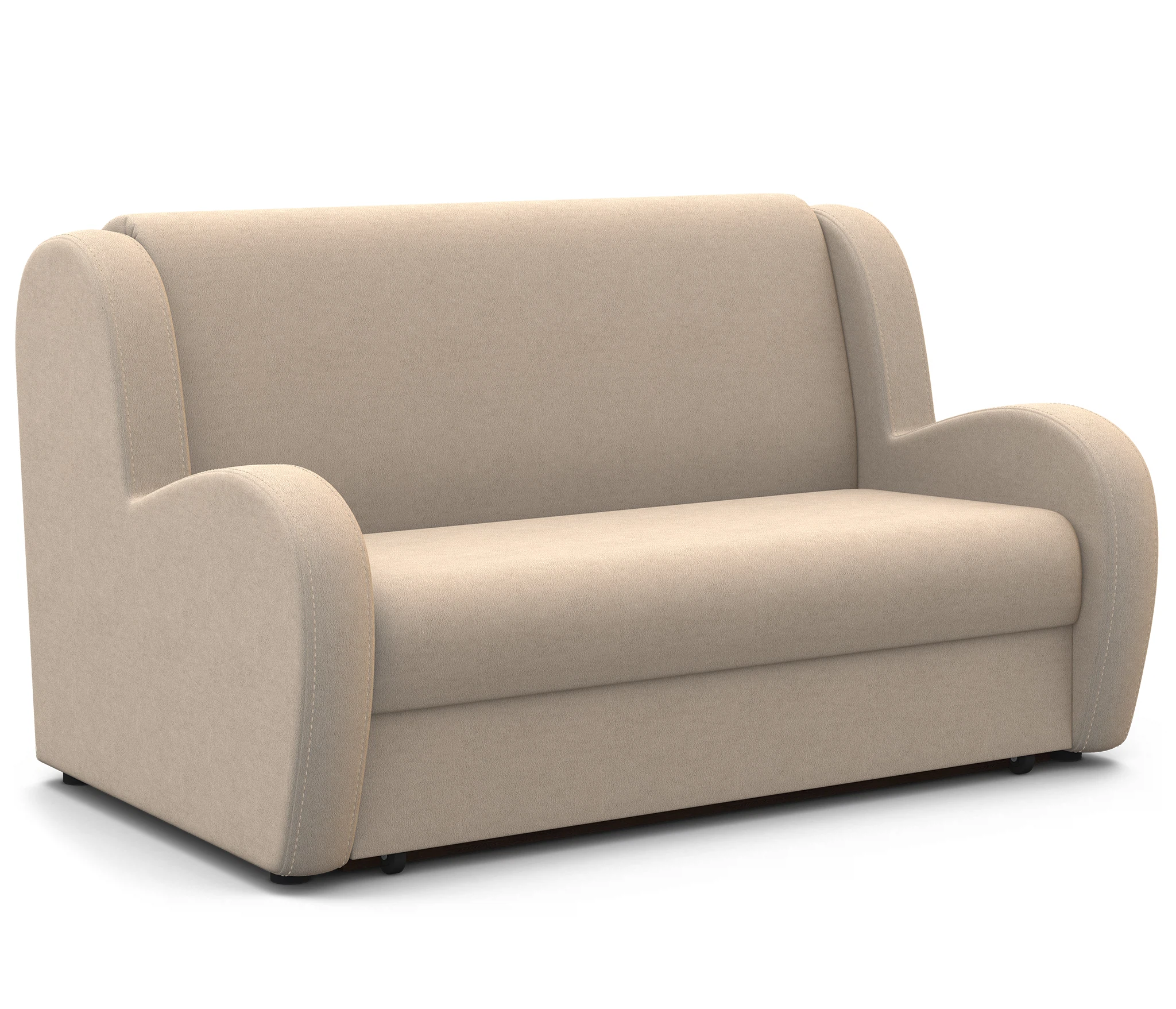 Изображение товара Диван-кровать Барон 100 велюр бежевый с ящиком и механизмом аккордеон