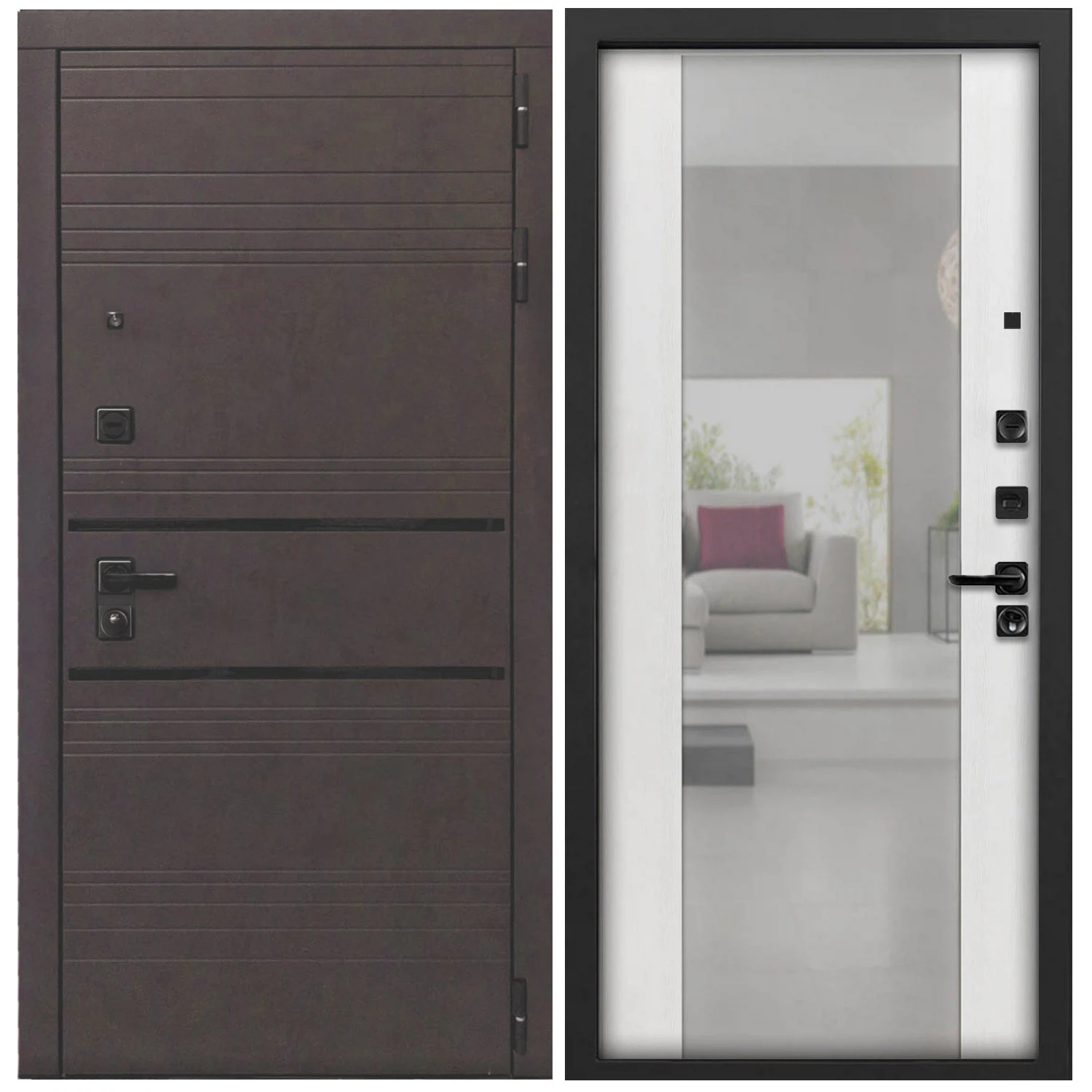 Изображение товара Входная дверь L-43 860x2050 левая бетона графит с замками и противосъемными штырями