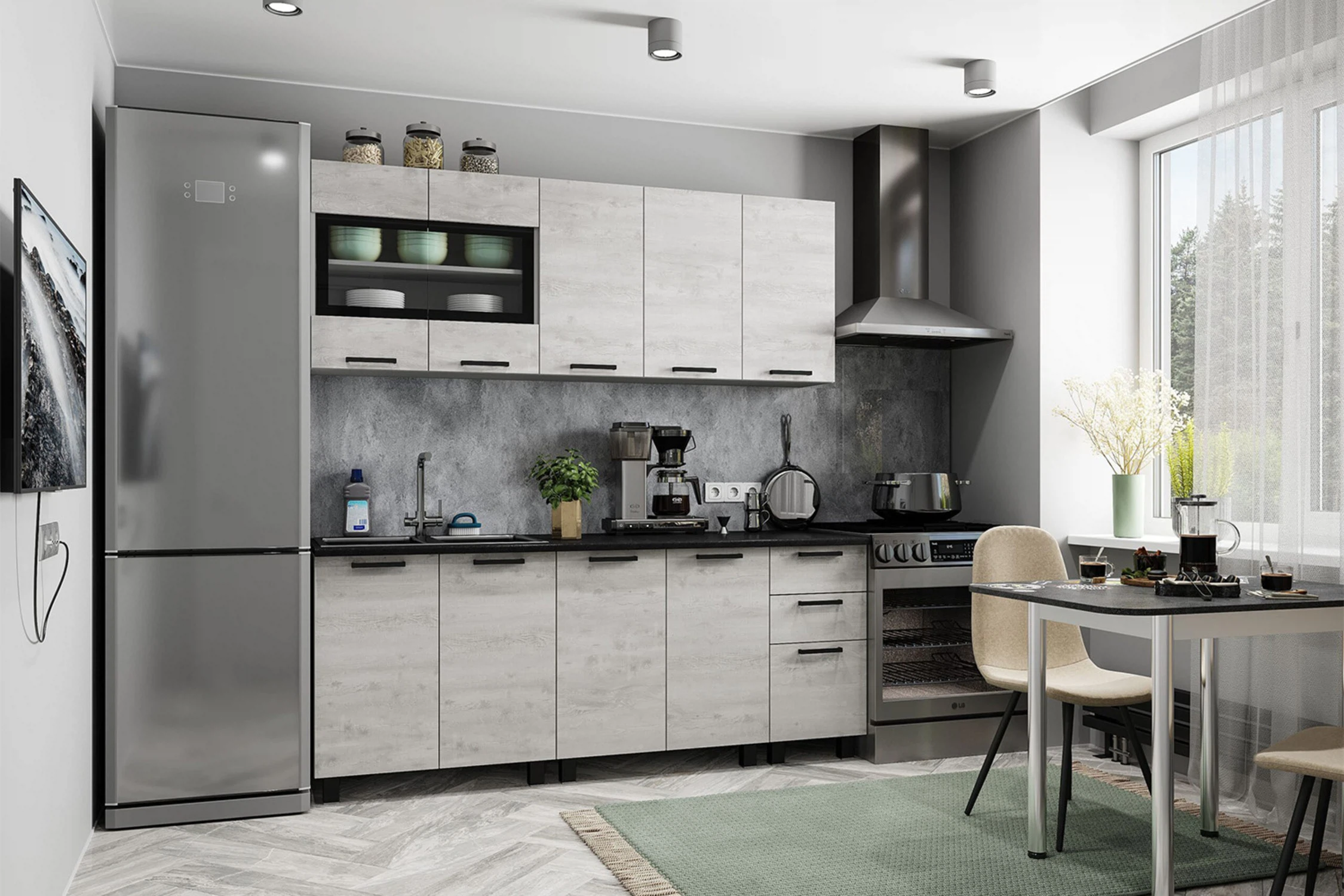 Изображение товара Готовая кухня Сканди 2.0 м в сером цвете от BTS мебель
