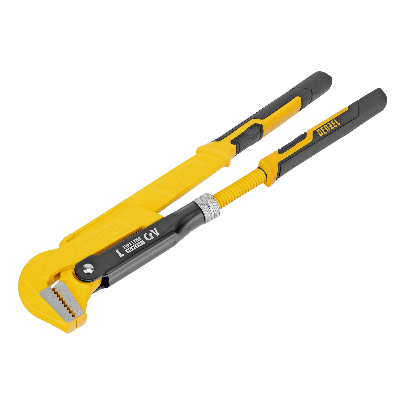 Изображение товара Ключ трубный рычажный №1", 1", цельнокованый, CrV, тип "L", Denzel 15646