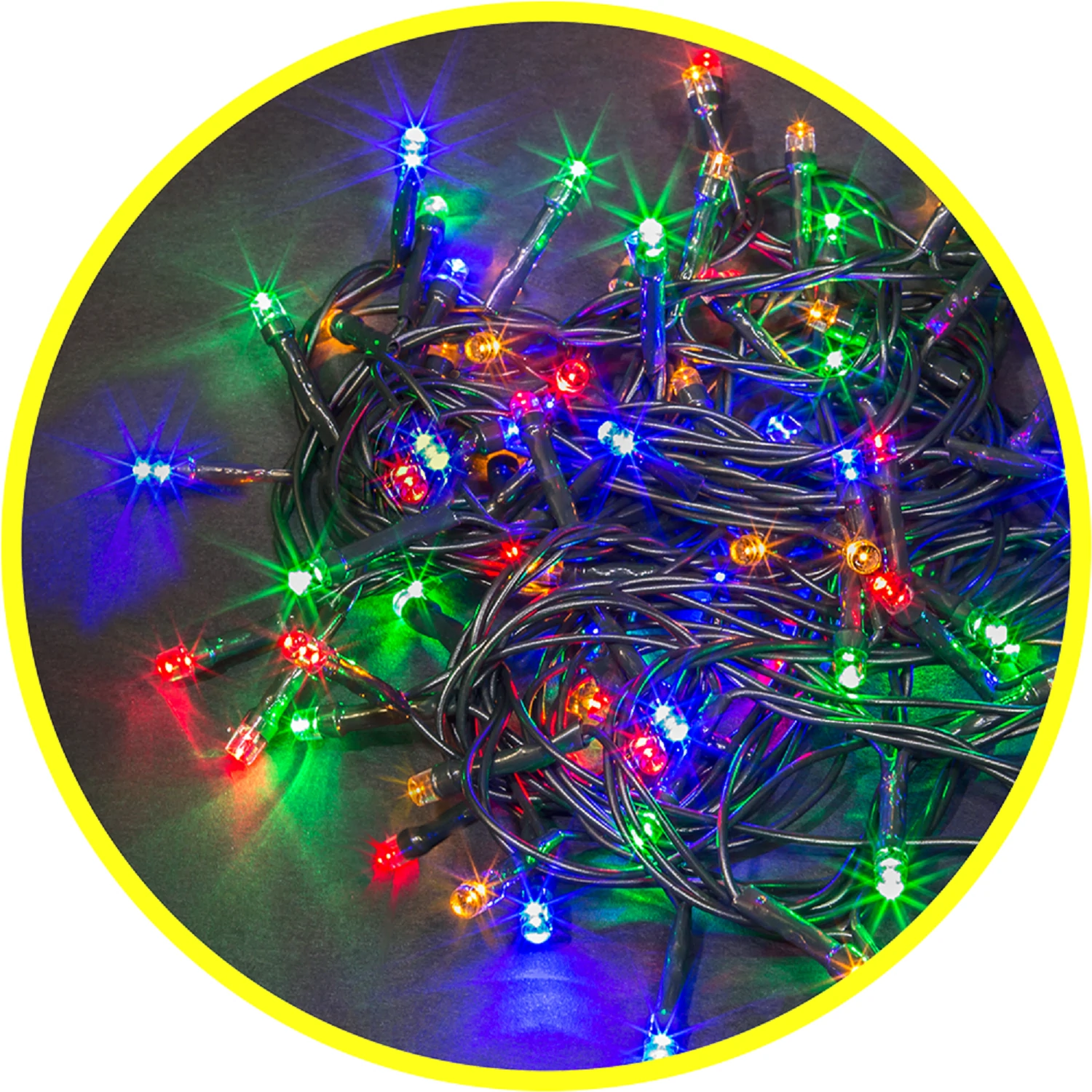 Изображение товара Гирлянда уличная Navigator 61 826, нить, 15.5 м, разноцветный свет, черный провод, IP44