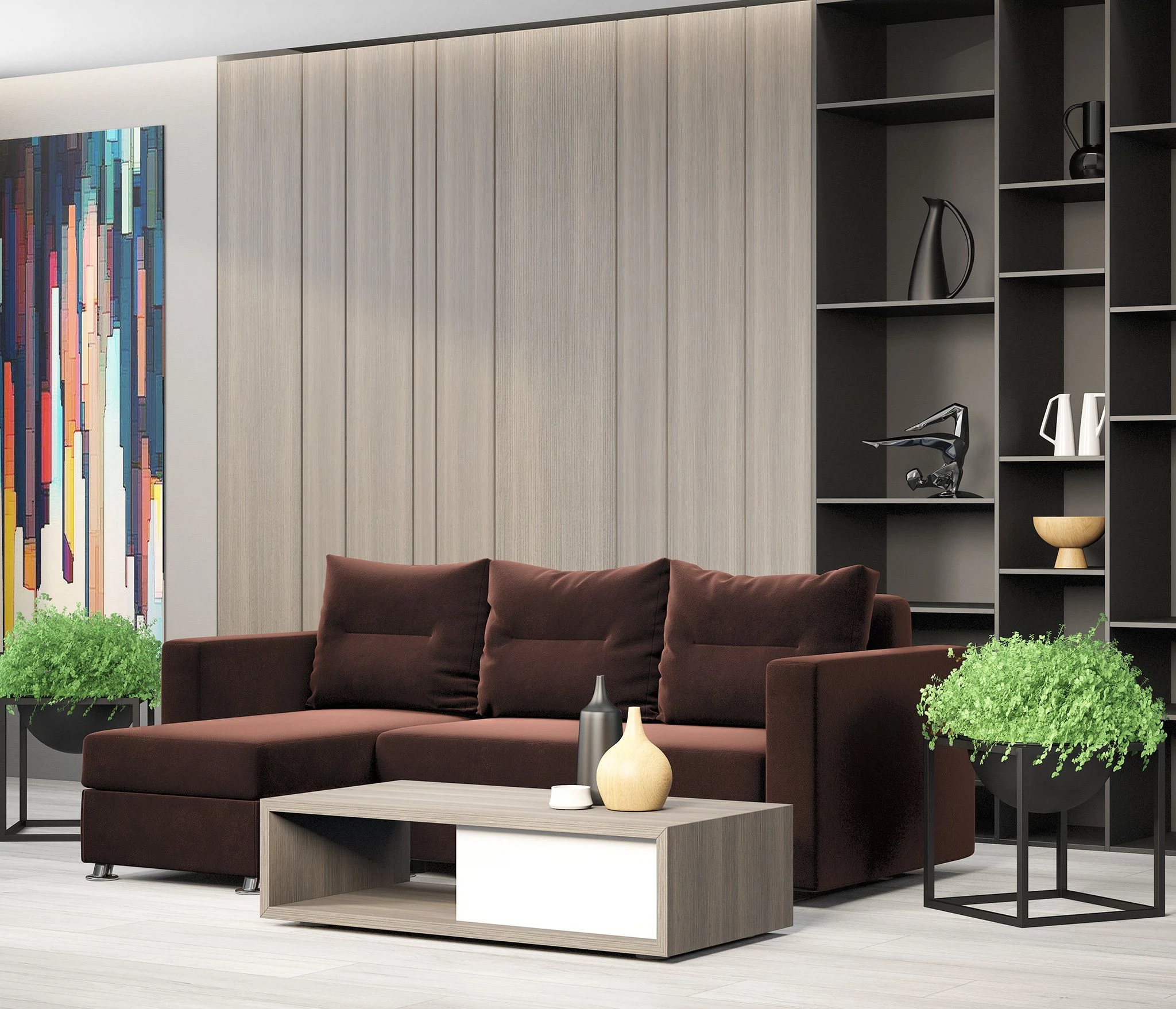 Изображение товара Угловой диван Ария левый велюр Дрим шоколад современный дизайн