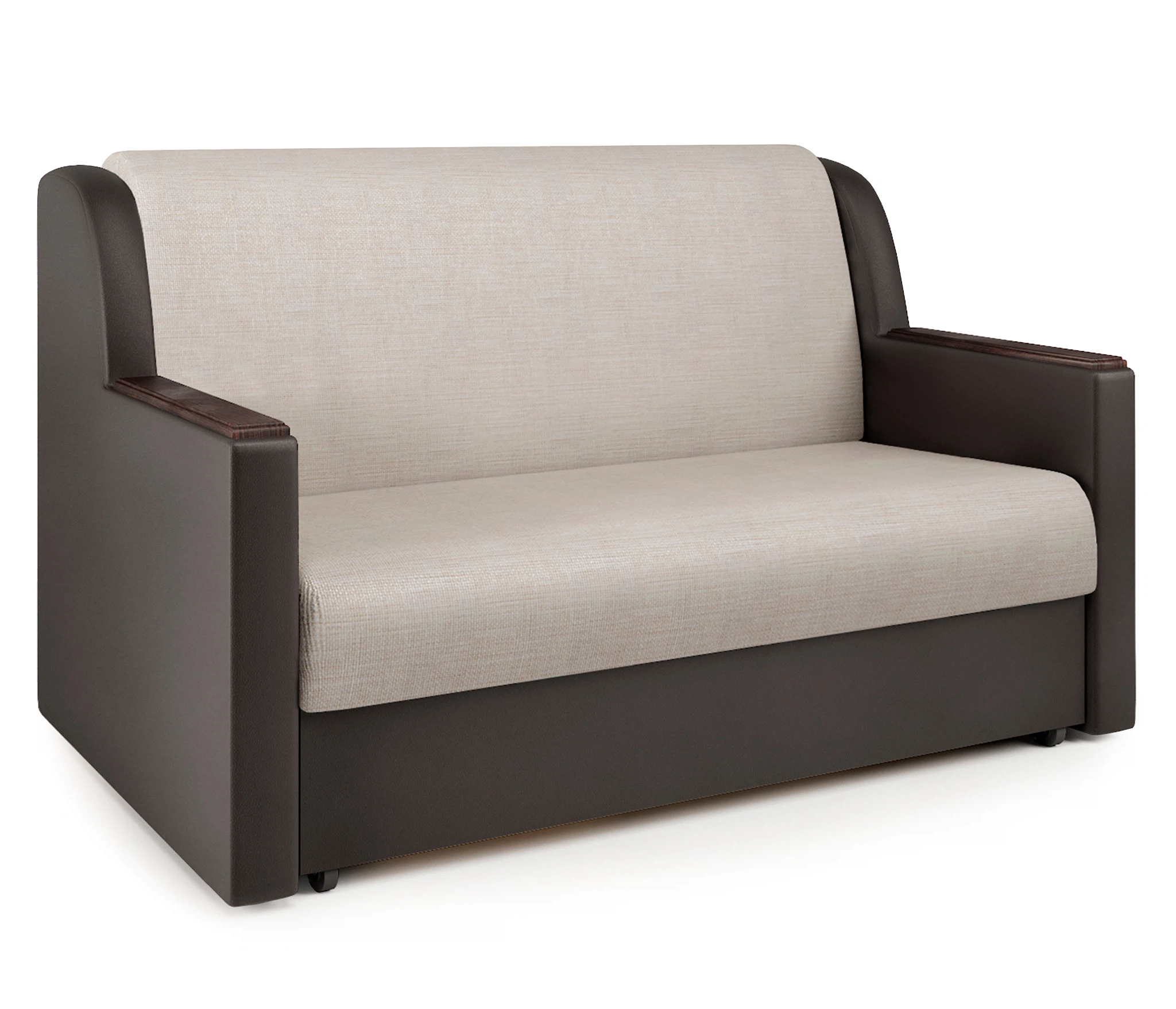 Изображение товара Диван-кровать Аккорд Д 140 экокожа шоколад и шенилл беж