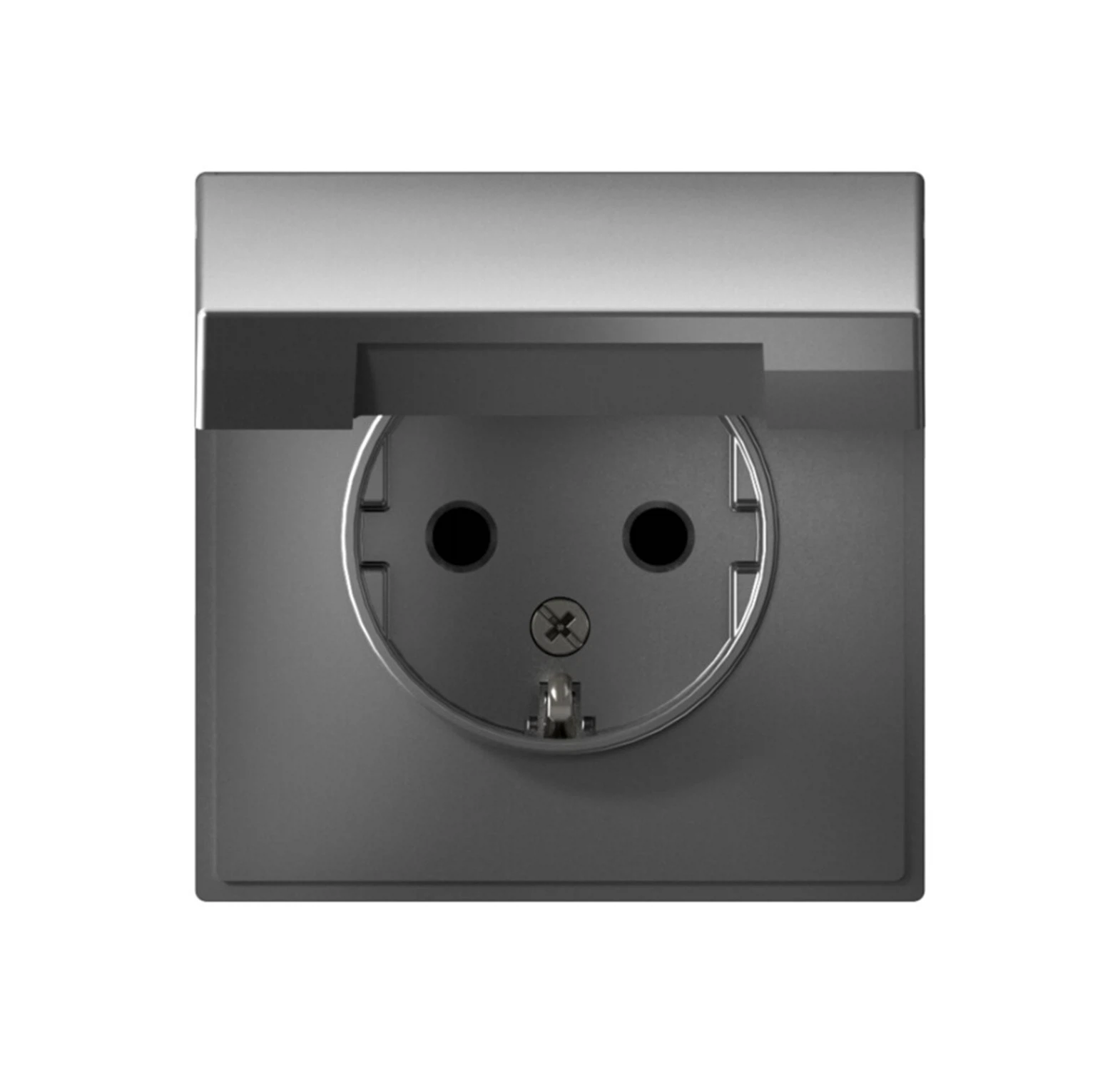 Изображение товара Розетка с заземлением со шторками с крышкой Systeme Electric ArtGallery Сталь Розетка с заземл. со шторк. с крышкой, 16А, IP20, механизм