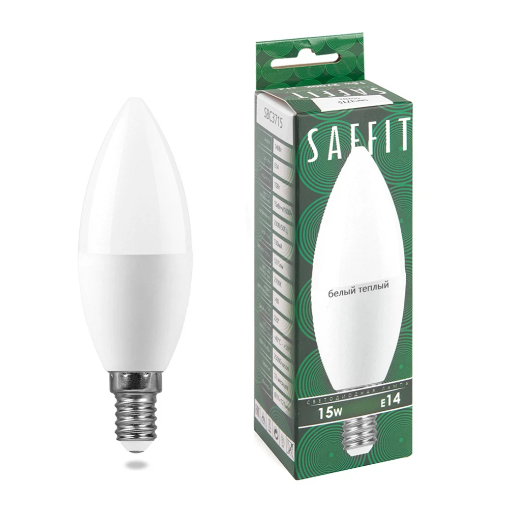 Изображение товара Светодиодная лампа SAFFIT свеча E14 15W теплый свет, 230V Изображение товара Светодиодная лампа SAFFIT свеча E14 15W теплый свет, 230V