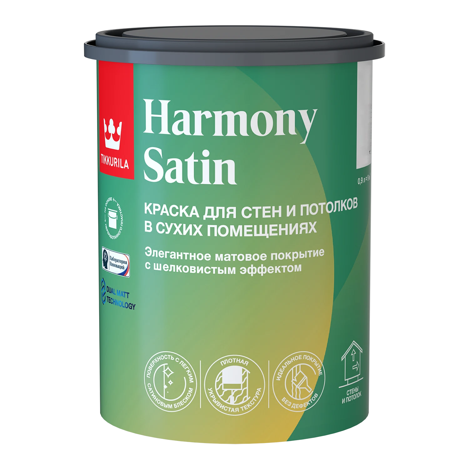 Изображение товара Краска TIKKURILA HARMONY SATIN (JOKER) для стен и потолков акриловая, 1 класс, матовая база А (0,9л)