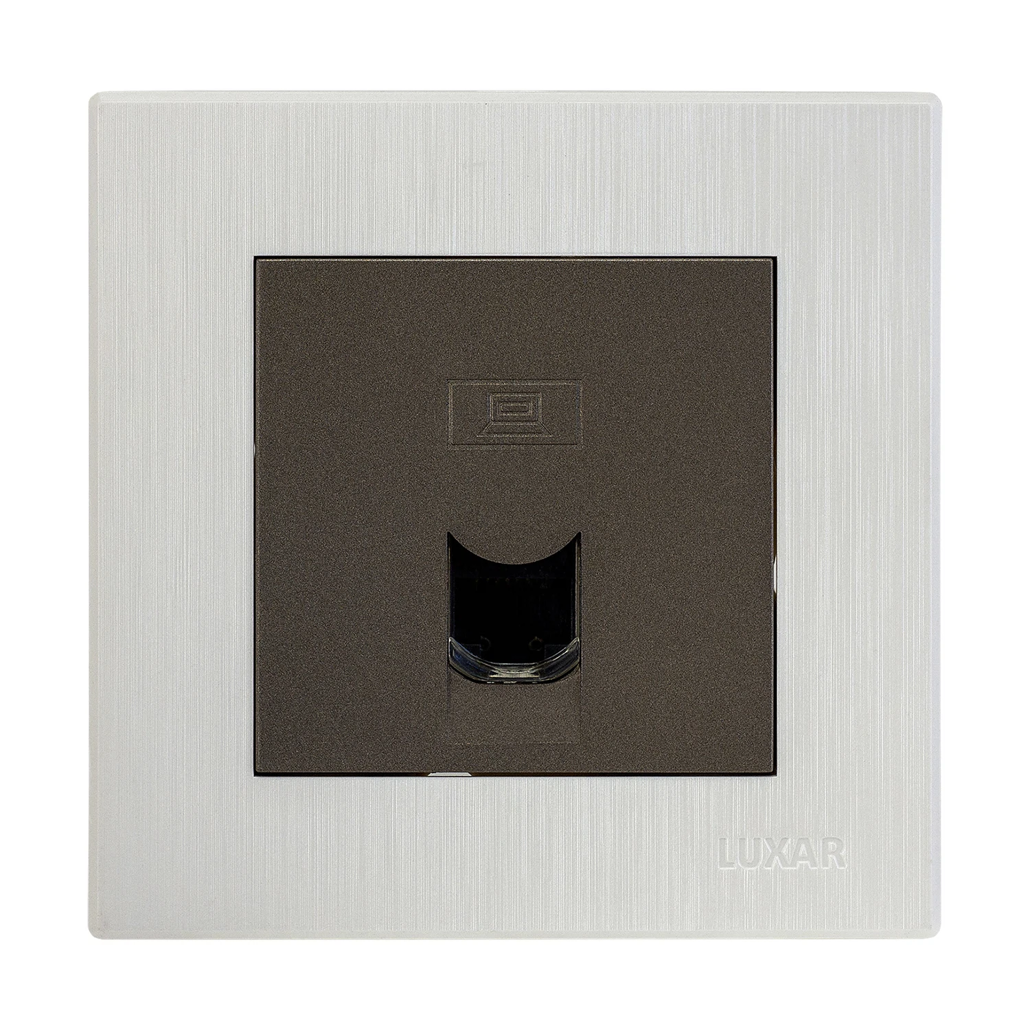 Изображение товара Розетка LUXAR Mosaic RJ-45 Ethernet скрытая с рамкой титан/белая