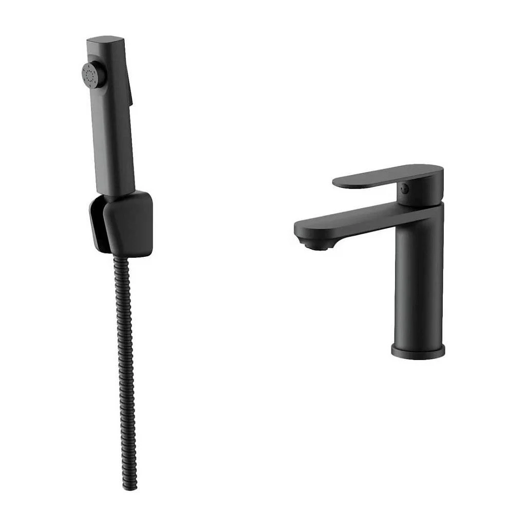 Изображение товара Maretti Florenza Black - смеситель умывальника с гигиеническим душем, 1/2", черный