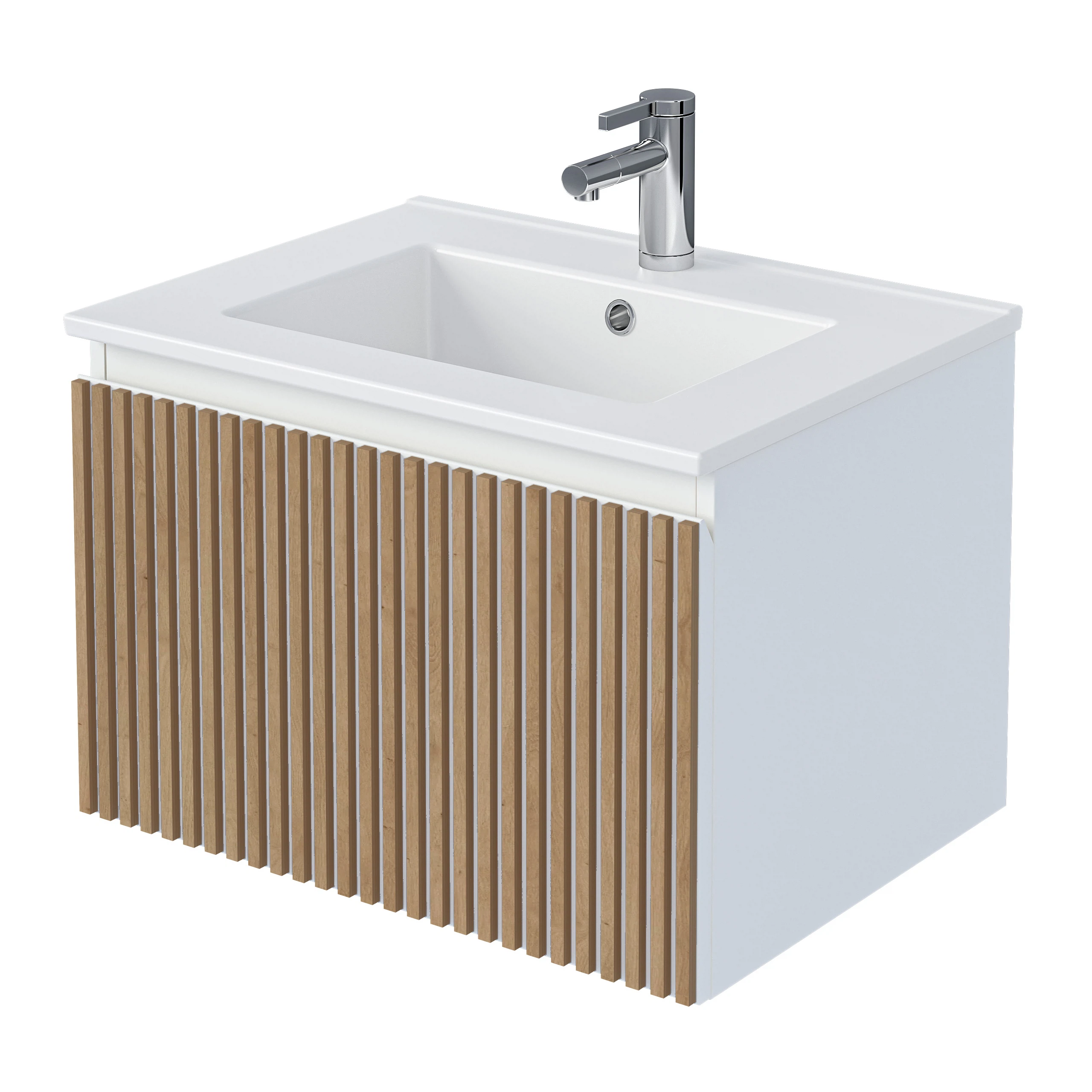 Изображение товара Тумба под раковину Row 60П 600х400х453 белая с шпон₽