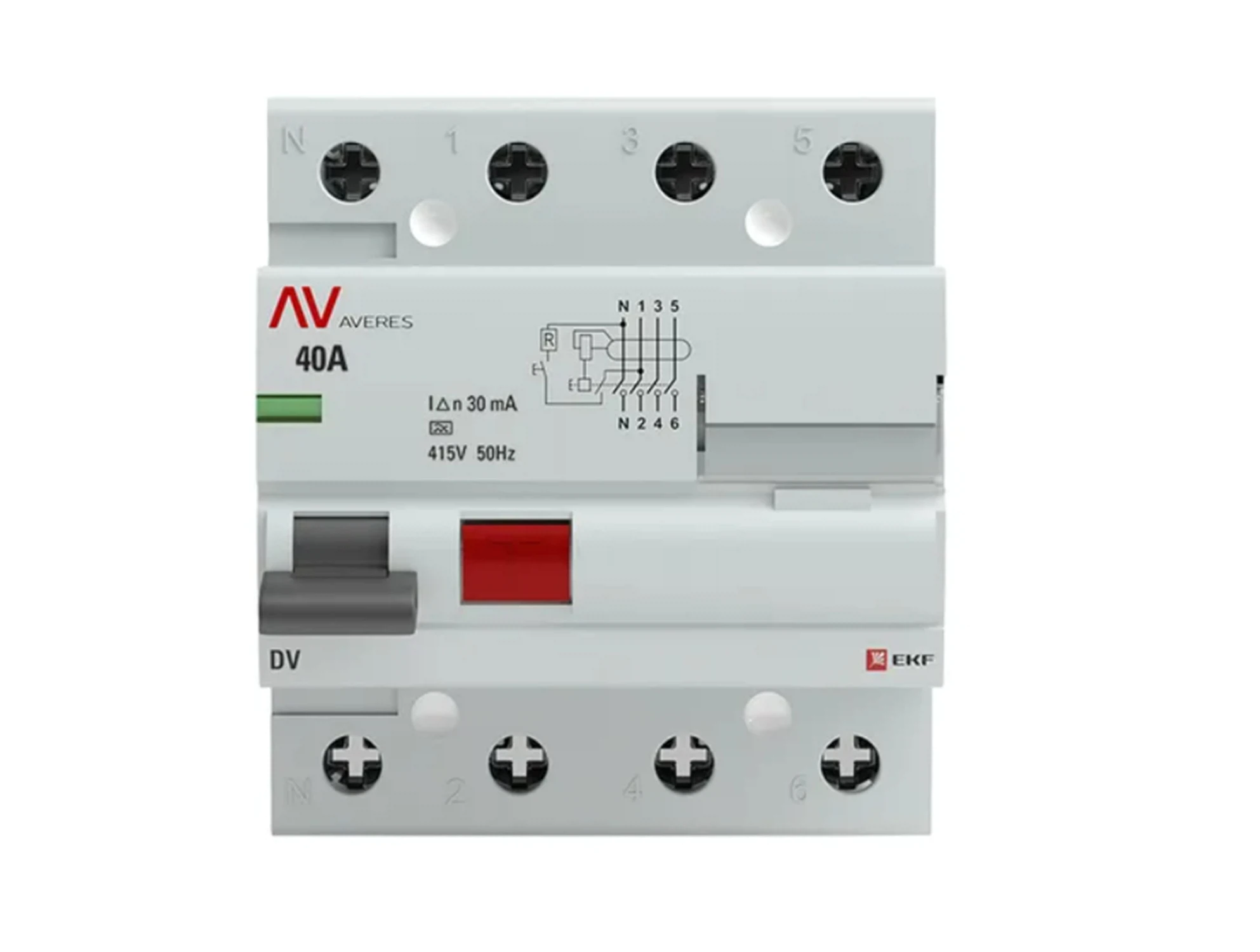 Изображение товара УЗО EKF Averes DV 4P 40А/30мА электромеханическое защитное устройство