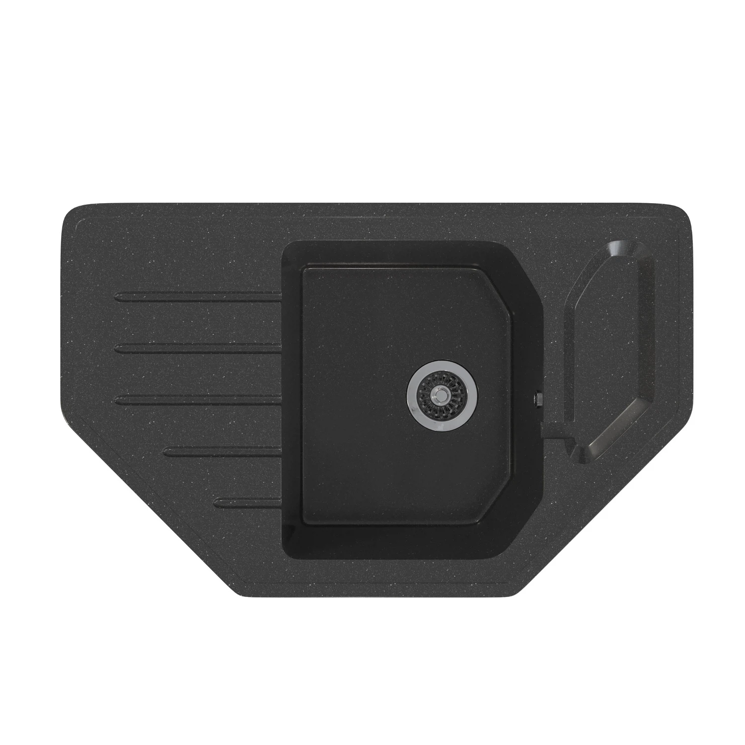 Изображение товара Мойка кухонная из искусственного мрамора Mixline ML-GMS17 черная угловая с крылом