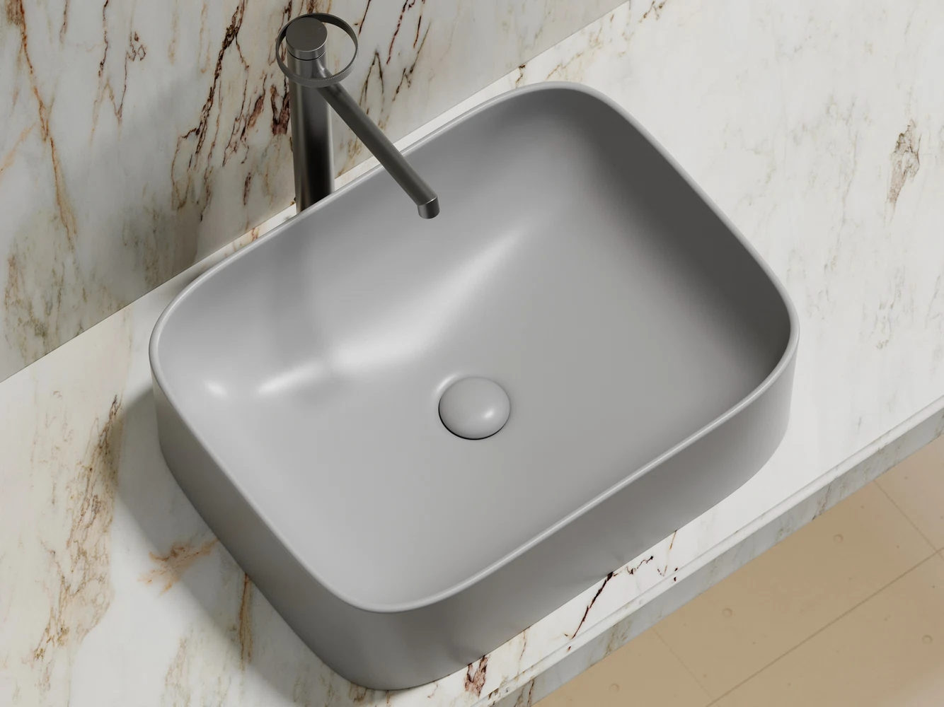 Изображение товара Умывальник чаша накладная прямоугольная Element 505x380х150мм серый матовый