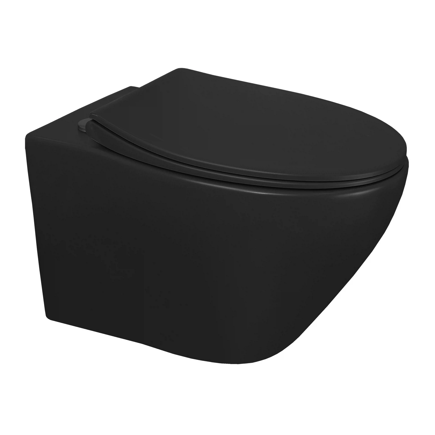 Изображение товара Подвесной унитаз Azario Keras matt black безободковый с микролифтом 520x370 мм