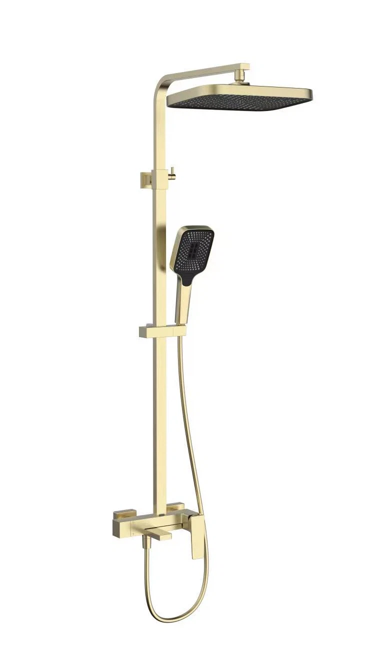 Изображение товара Душевая стойка Vincea Cube VSFS-4C12BG с изливом, матовое золото