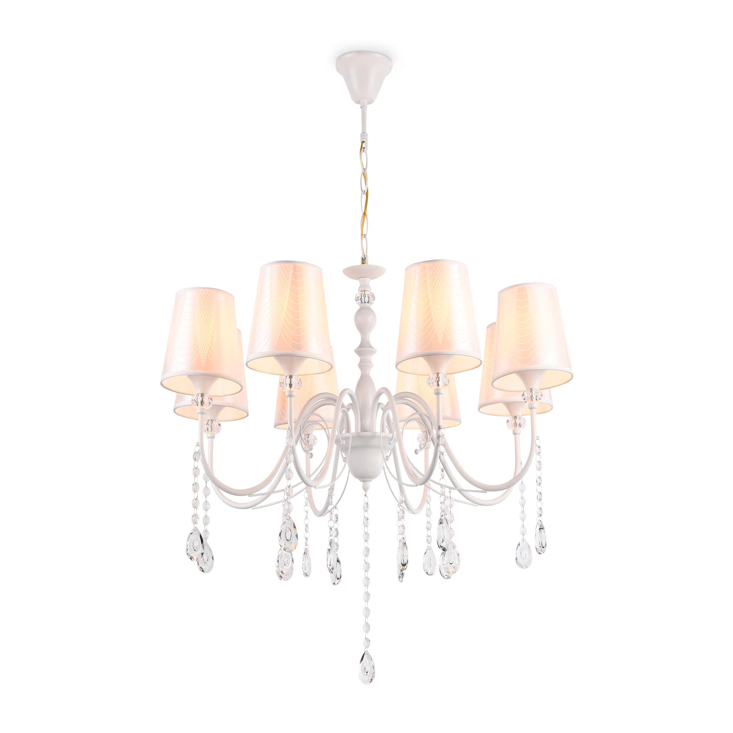 Изображение товара Подвесная люстра с тканевыми абажурами и хрусталем TR4605 AMBRELLA LIGHT белая