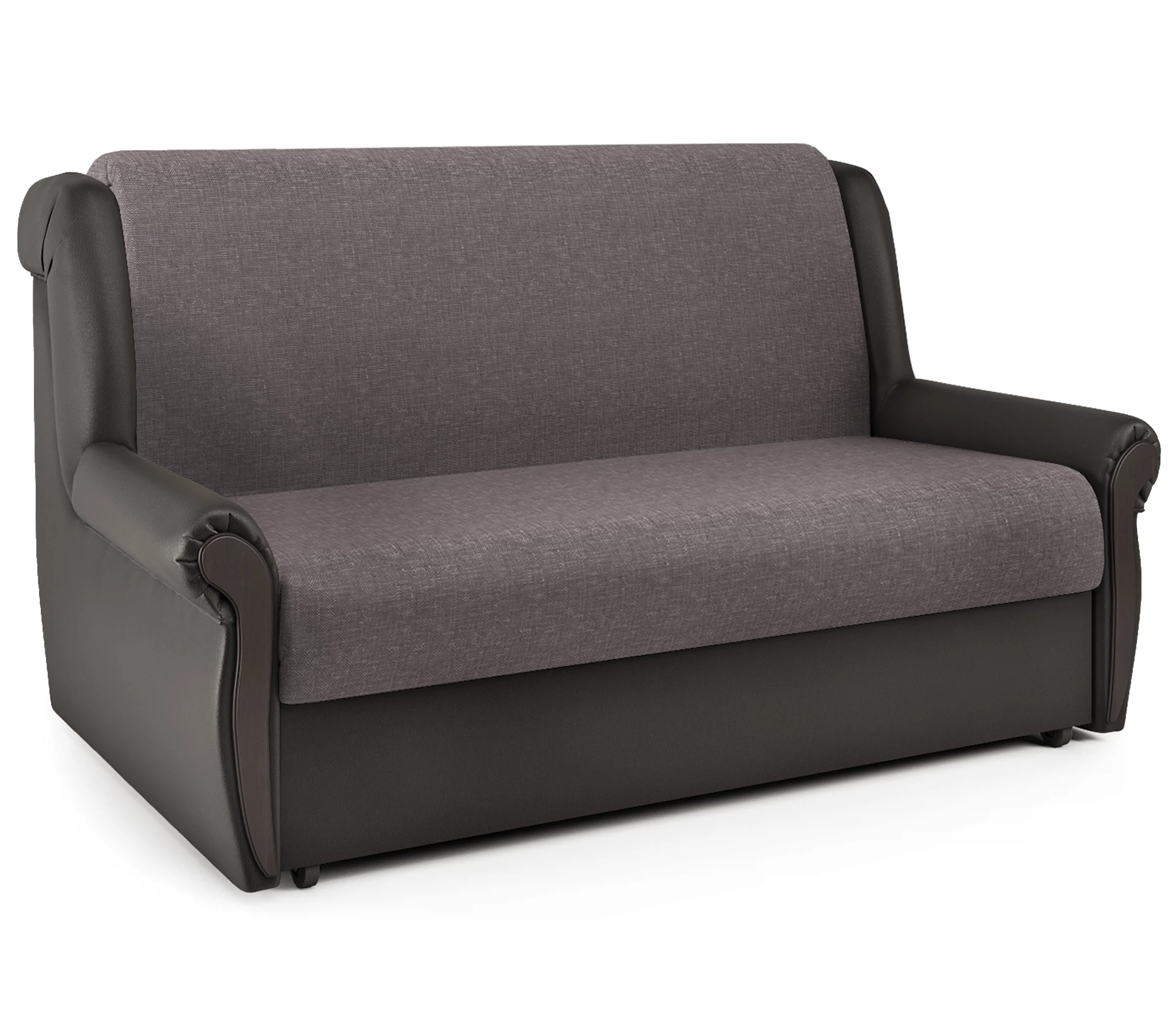 Изображение товара Диван-кровать Аккорд М 100 рогожка латте и экокожа шоколад