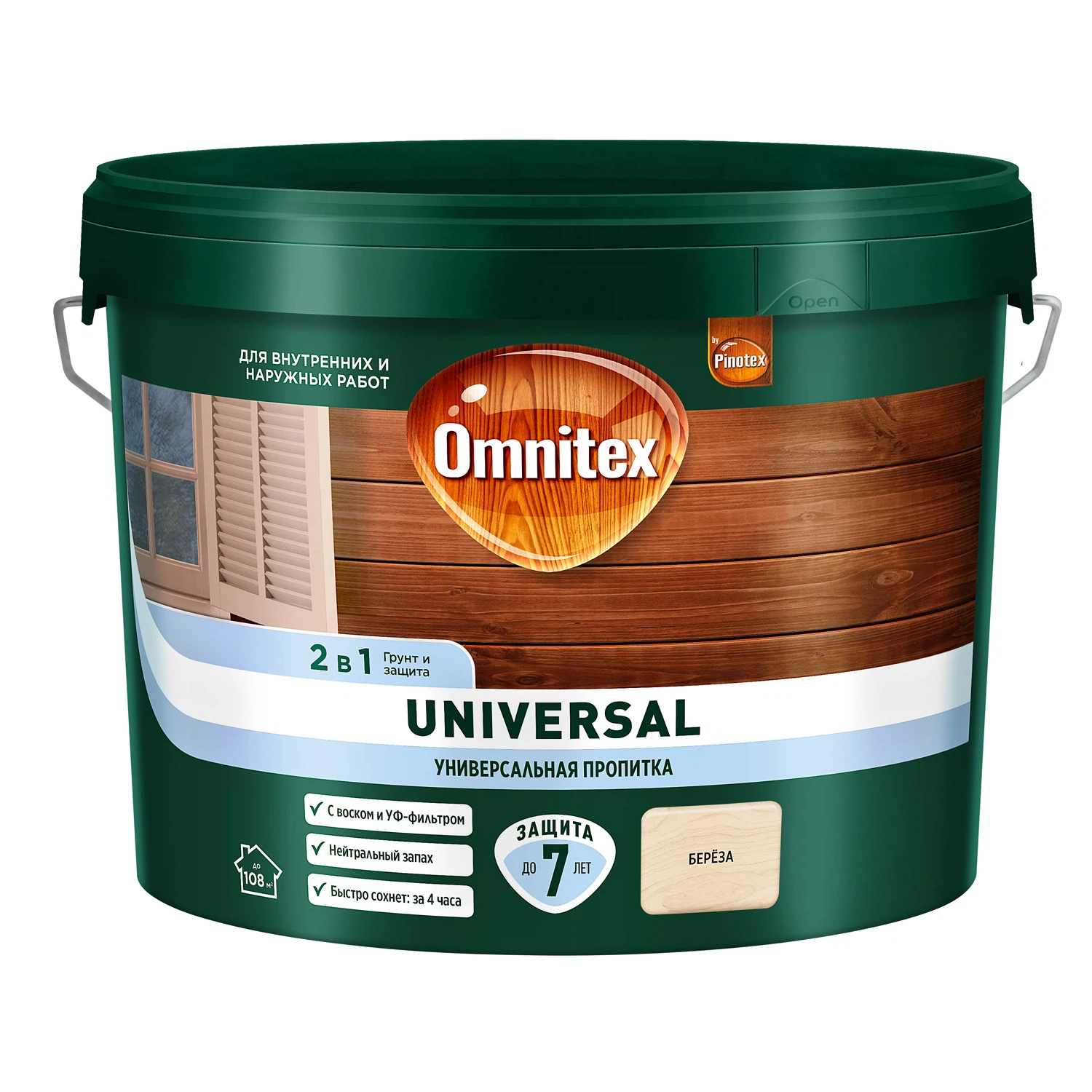 Изображение товара Универсальная пропитка для древесины 2 в 1 OMNITEX by PINOTEX Universal береза 0,9л