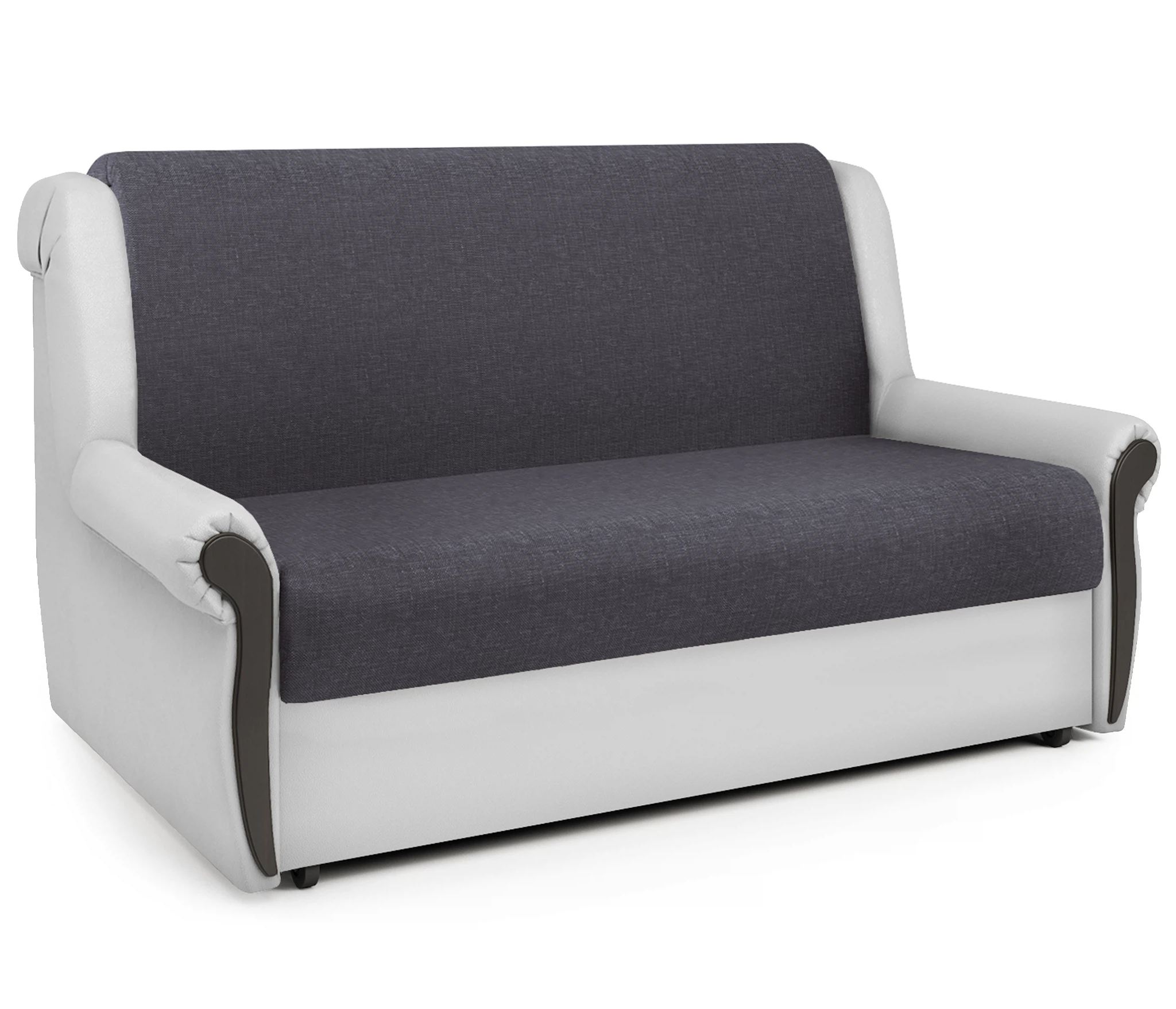 Изображение товара Диван-кровать Аккорд М 120 серая рогожка и экокожа белая