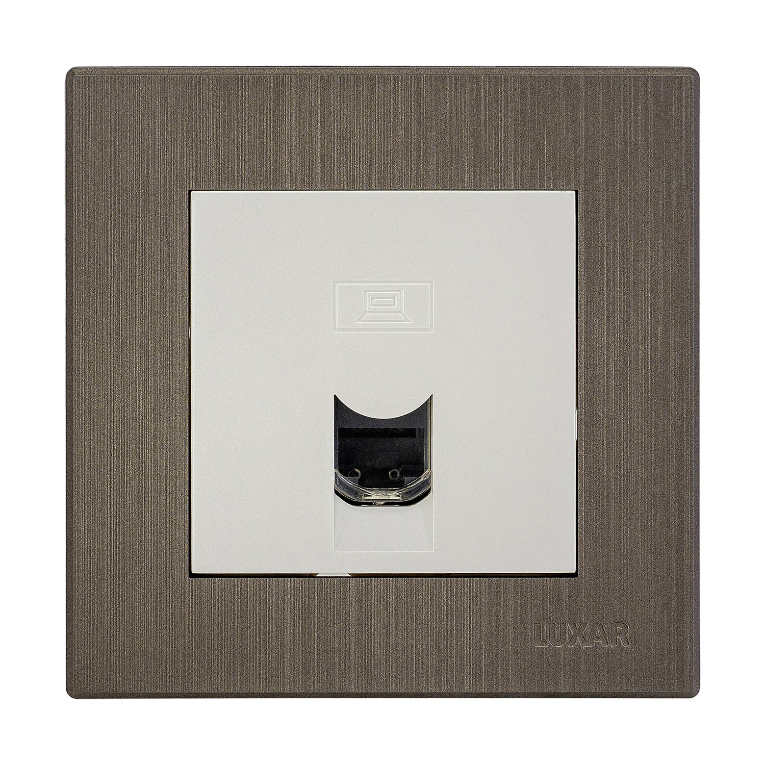 Изображение товара Розетка LUXAR Mosaic с/у компьютерная RJ-45  белая/титан с рамкой (20.045.01)