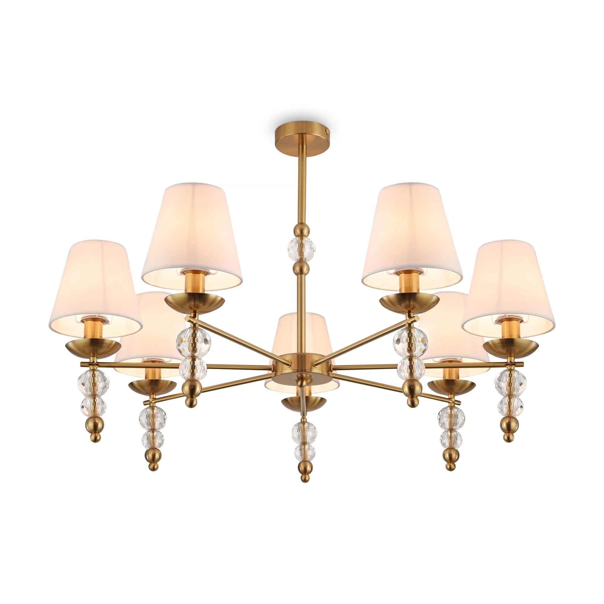 Изображение товара Люстра Freya SIDE FR1009CL-07BS в стиле модерн с тканевым абажуром и хрусталем, 7 ламп