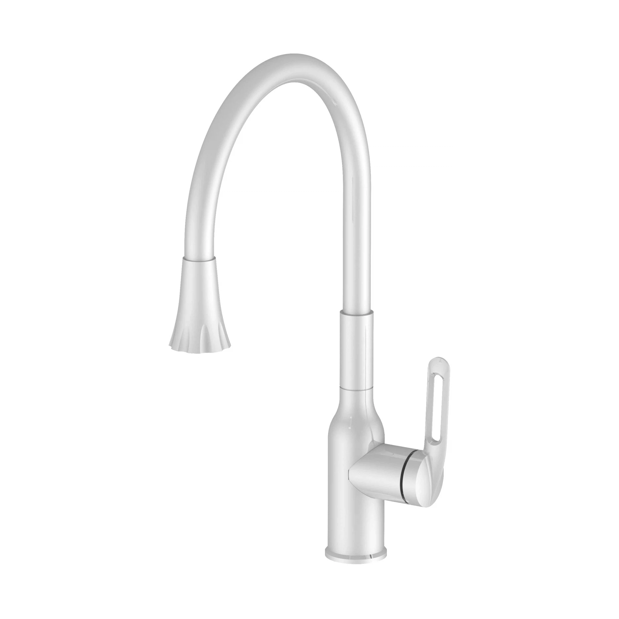 Изображение товара Рычажный смеситель для кухни Haiba HB825-8 белый , длинный излив , HB73825-8