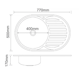 Мойка кухонная врезная Ростовская мануфактура сантехники MG MG6 Хром, 50*77*17мм., MG6-7750OVL