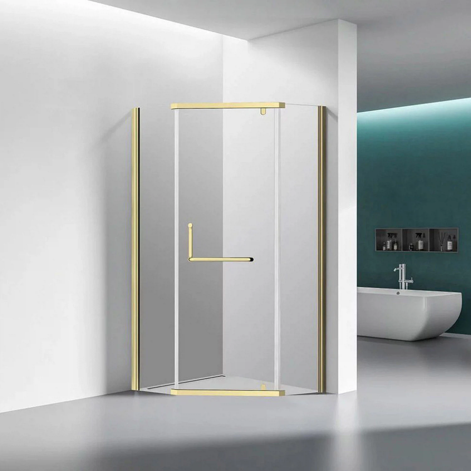 Изображение товара Душевой угол Veconi Rovigo 900x900 мм с распашной дверью и стеклом 6 мм