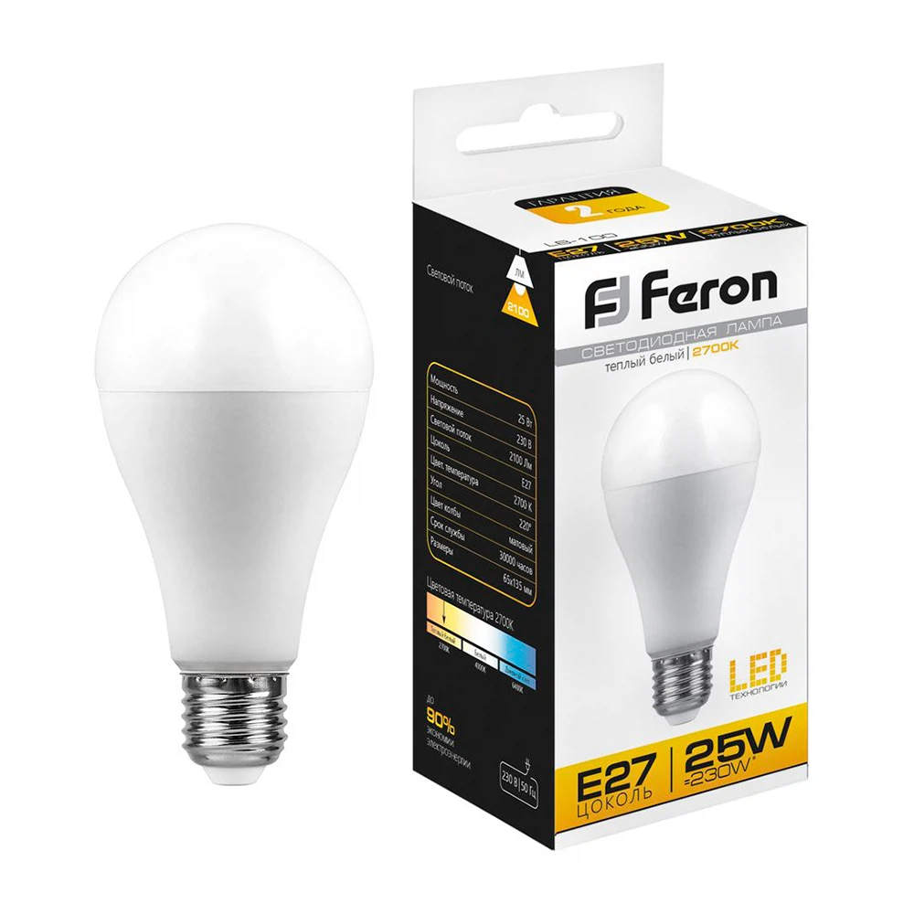 Изображение товара Лампа светодиодная Feron LB-100 25 Вт E27 теплый свет 2700K