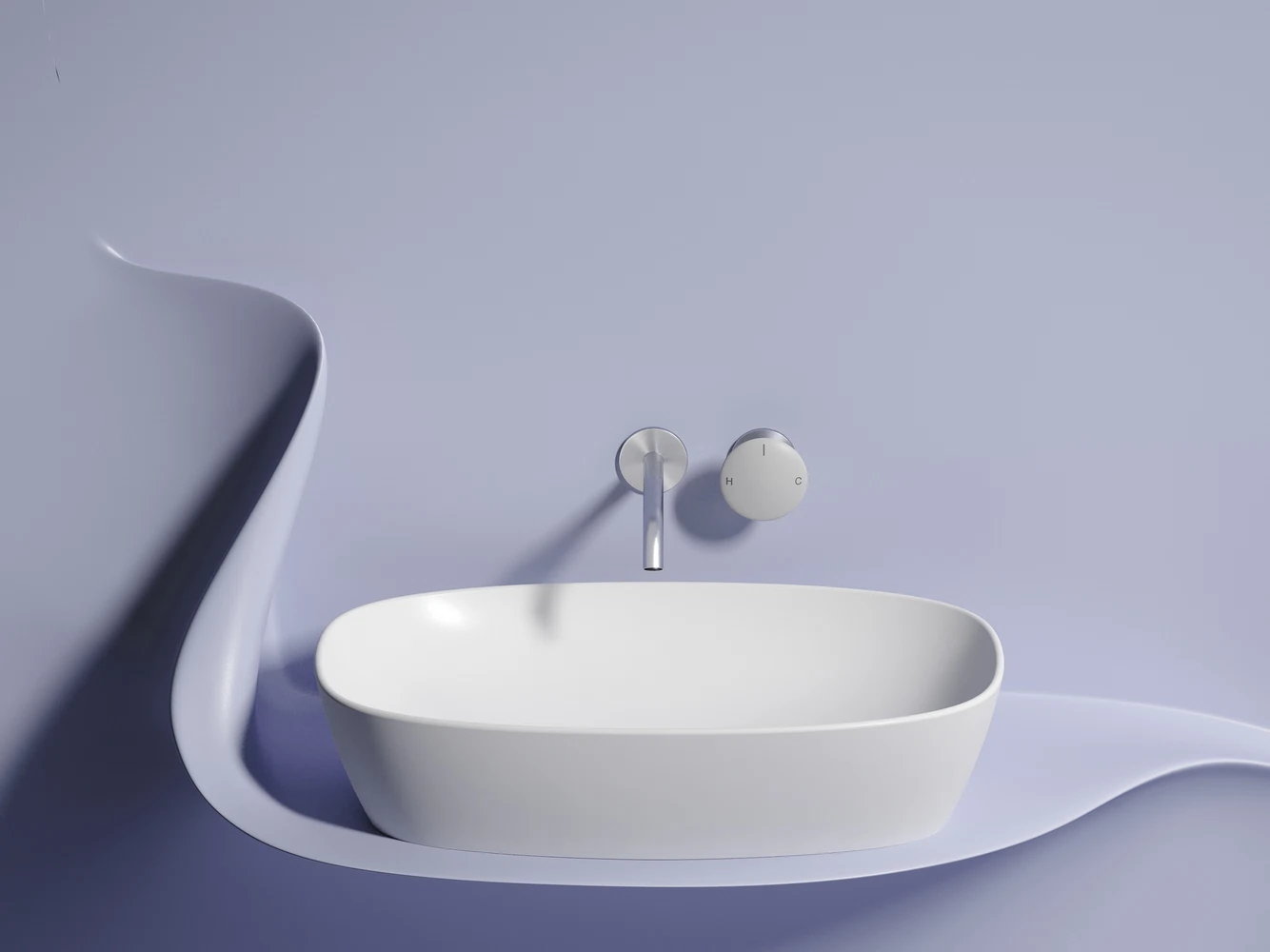 Изображение товара Умывальник овальная накладная Element 600x380x138мм белый матовый