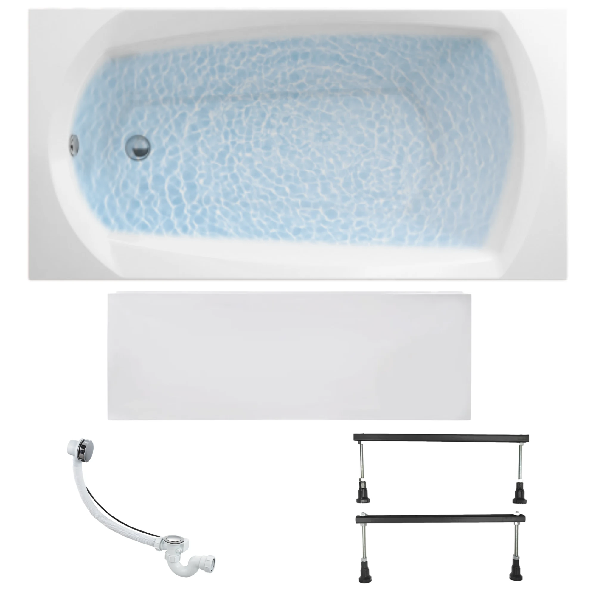 Изображение товара Ванна акриловая 1MARKA 165х70 ELEGANCE 4 в 1: ванна, панель, ножки, слив-перелив 01эл16570кс1+