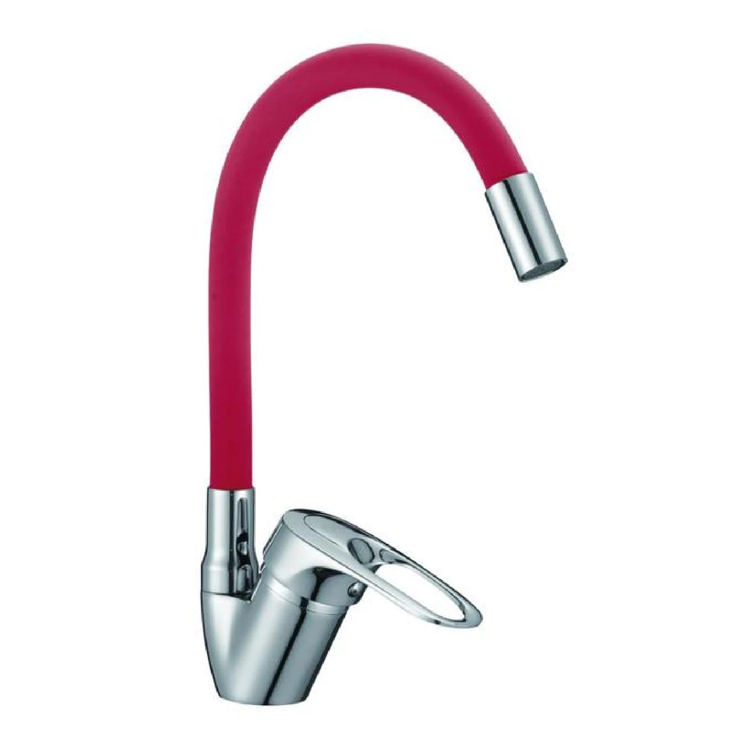 Изображение товара Смеситель для кухни с гибким изливом D-Lin D150628-4C, хром/красный