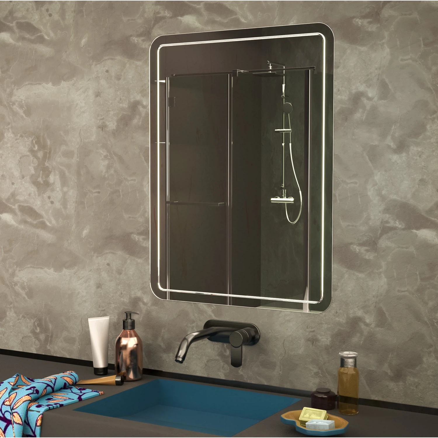 Изображение товара Зеркало MIXLINE Неро 550*750 с гравировкой и диодной подсветкой