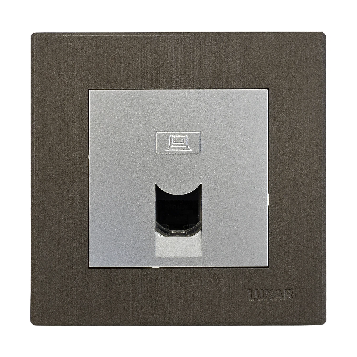 Изображение товара Сетевые розетки RJ-45 LUXAR Mosaic серебро/титан с рамкой