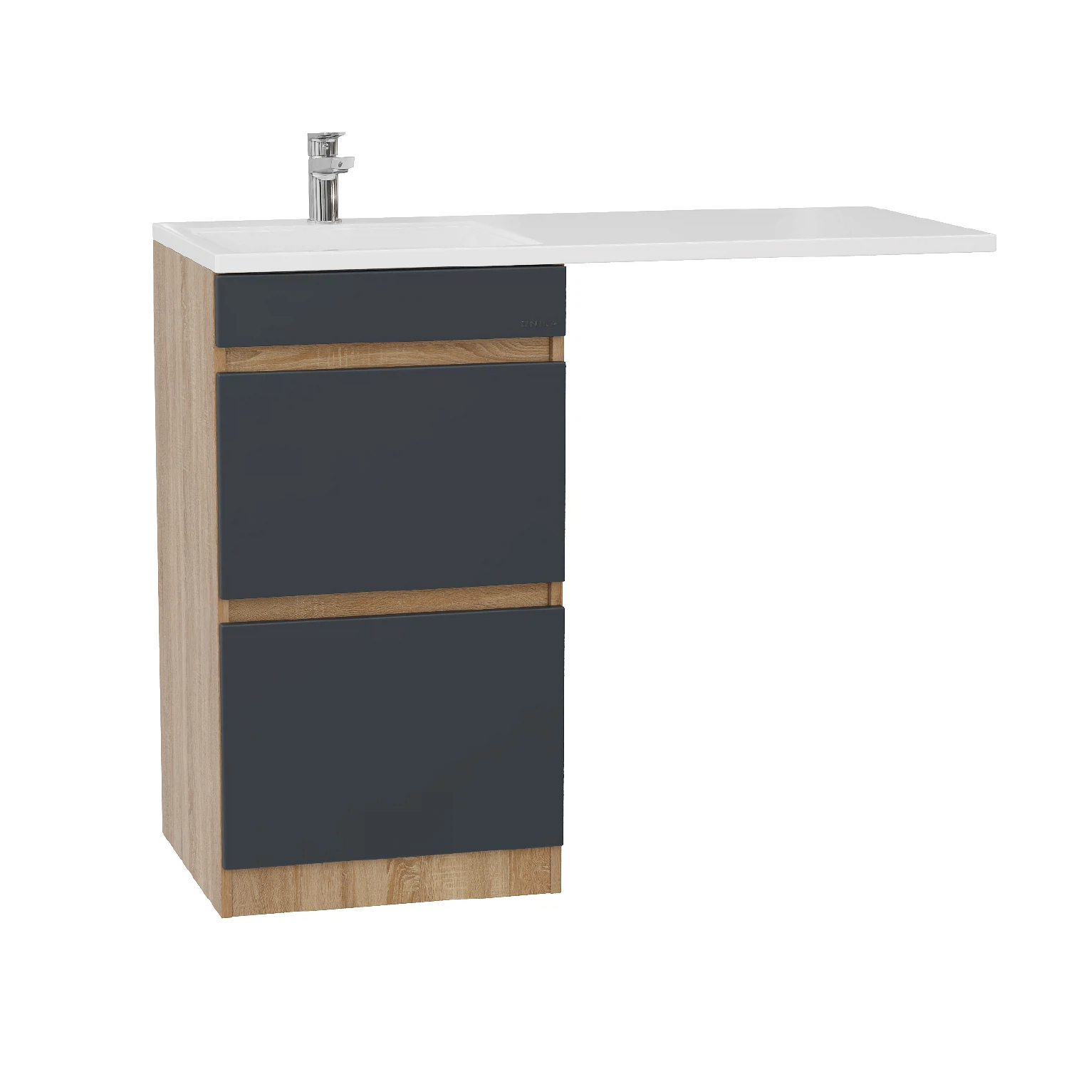 Изображение товара Тумба для ванной комнаты Onika Милтон 58 напольная под стиральную машину, серая/дуб сонома (под раковину Марсал 120)
