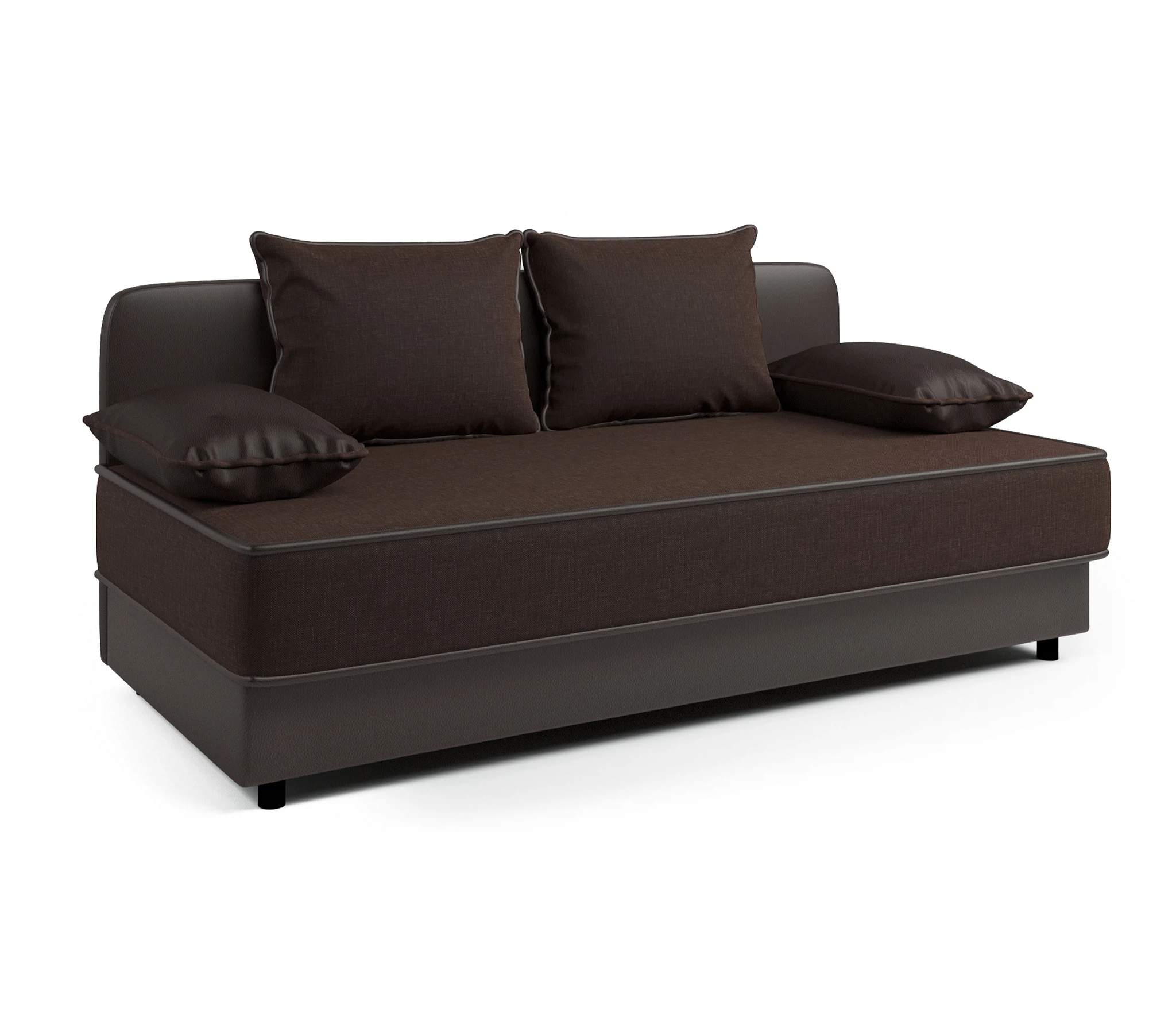 Изображение товара Кушетка Прима рогожка и экокожа шоколад, 1940 мм ширина, бельевой ящик