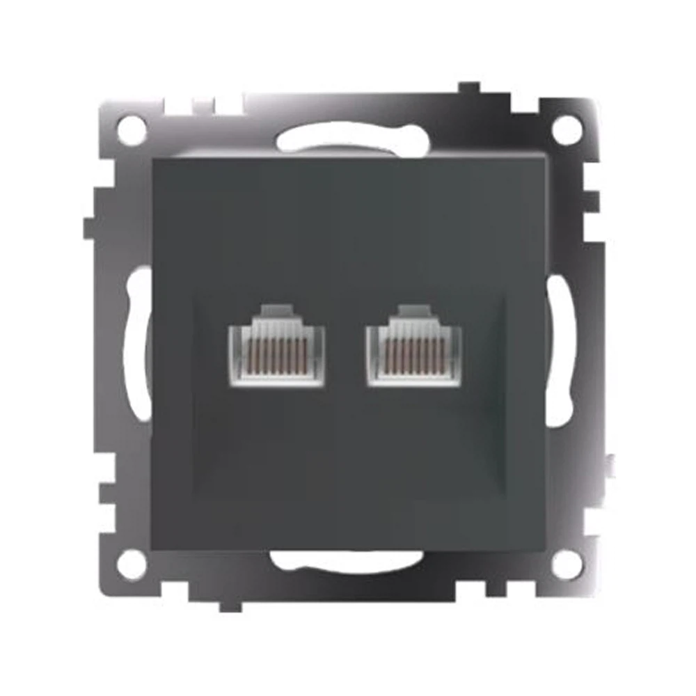 Изображение товара Розетка компьютерная STEKKER Катрин 2-гнездовая RJ-45 с защитой Изображение товара Розетка компьютерная STEKKER Катрин 2-гнездовая RJ-45 с защитой
