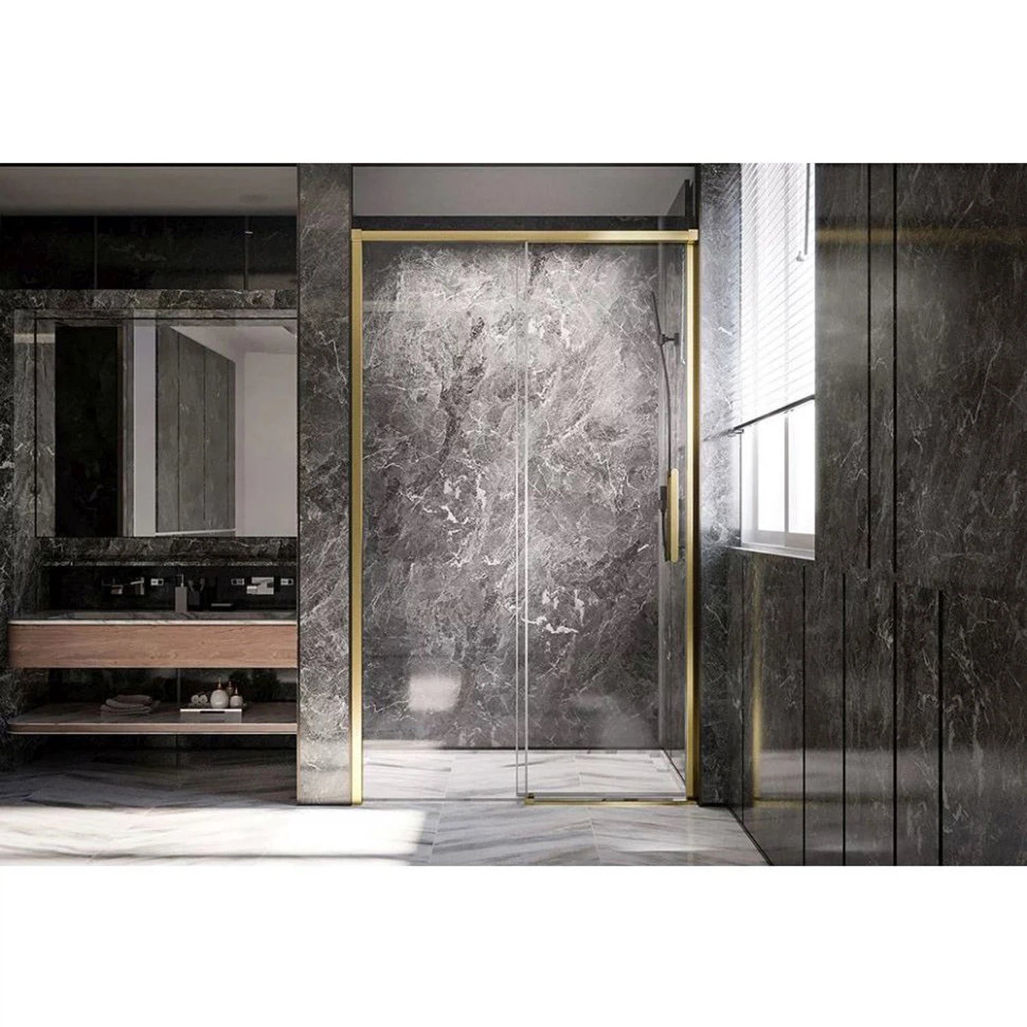 Изображение товара Дверь для душа раздвижная Veconi Premium Trento 1190x2000 мм серебро