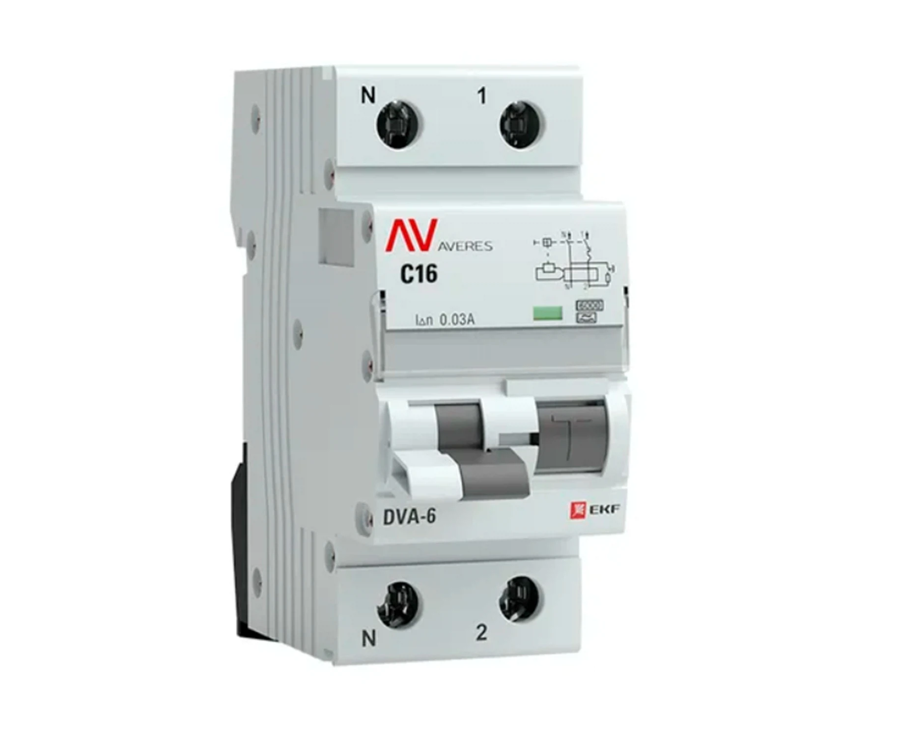 Изображение товара Дифференциальный автомат EKF Averes DVA-6 (C)  1P+N 16А/30мА тип А 6кА