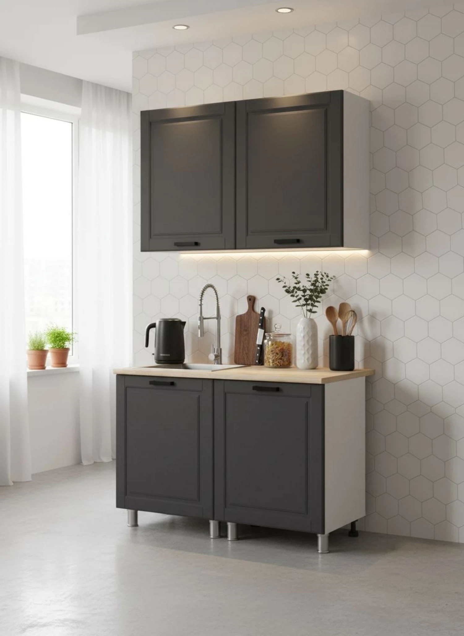 Изображение товара Кухня 1м, Арника мебель, Астра, артикул 00-00291037, размер 100*60*240, Сталь