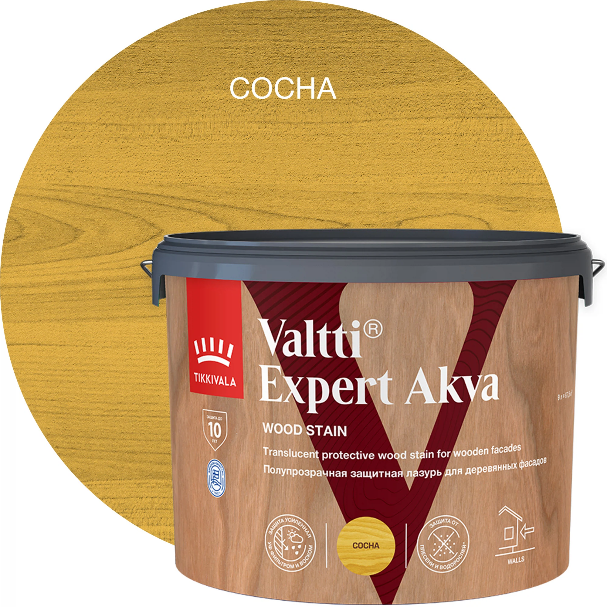 Изображение товара Лазурь высокоэффективная защитная TIKKURILA VALTTI EXPERT AKVA, полуматовая, сосна (9л) Изображение товара Лазурь высокоэффективная защитная TIKKURILA VALTTI EXPERT AKVA, полуматовая, сосна (9л)