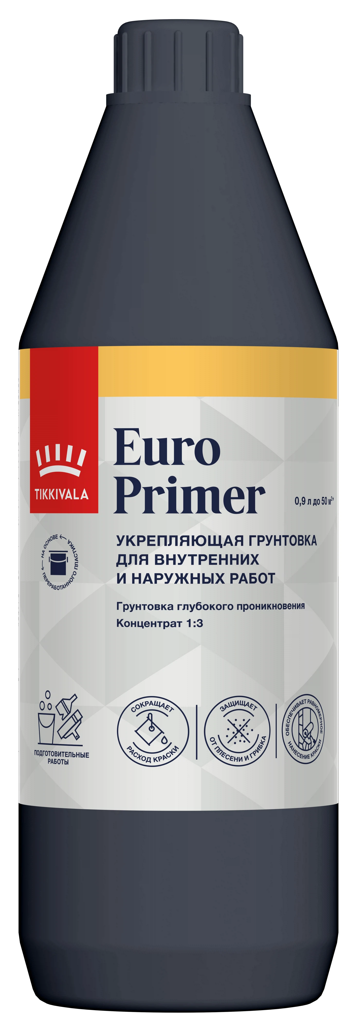 Изображение товара Грунтовка TIKKURILA EURO PRIMER концентрат 1:3 акрилатная, укрепляющая (0,9л)