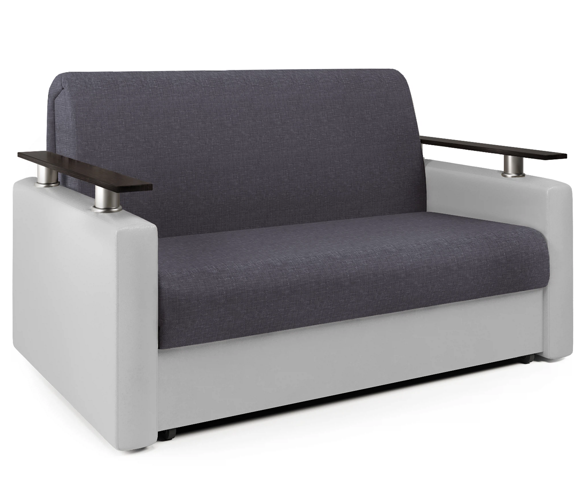 Изображение товара Диван-кровать Шарм 120 серая рогожка и экокожа белая