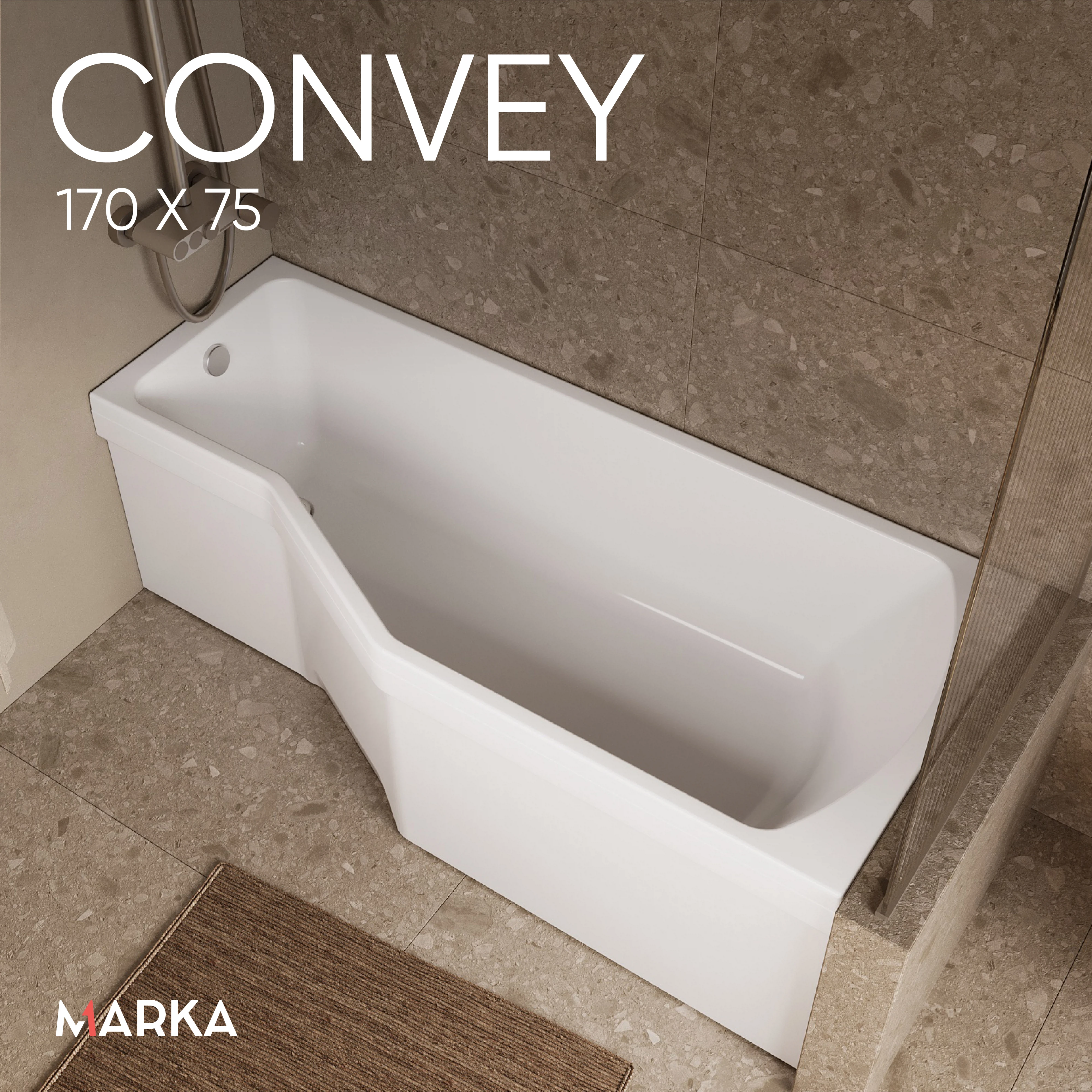 Изображение товара Ванна акриловая асимметричная правая Marka One Convey 170 * 75
