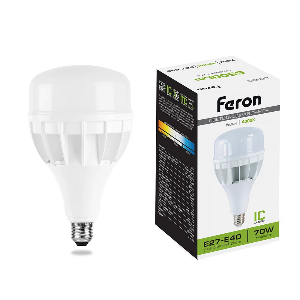 Изображение товара Лампа светодиодная Feron LB-65 E27-E40 70W 175-265V 4000K