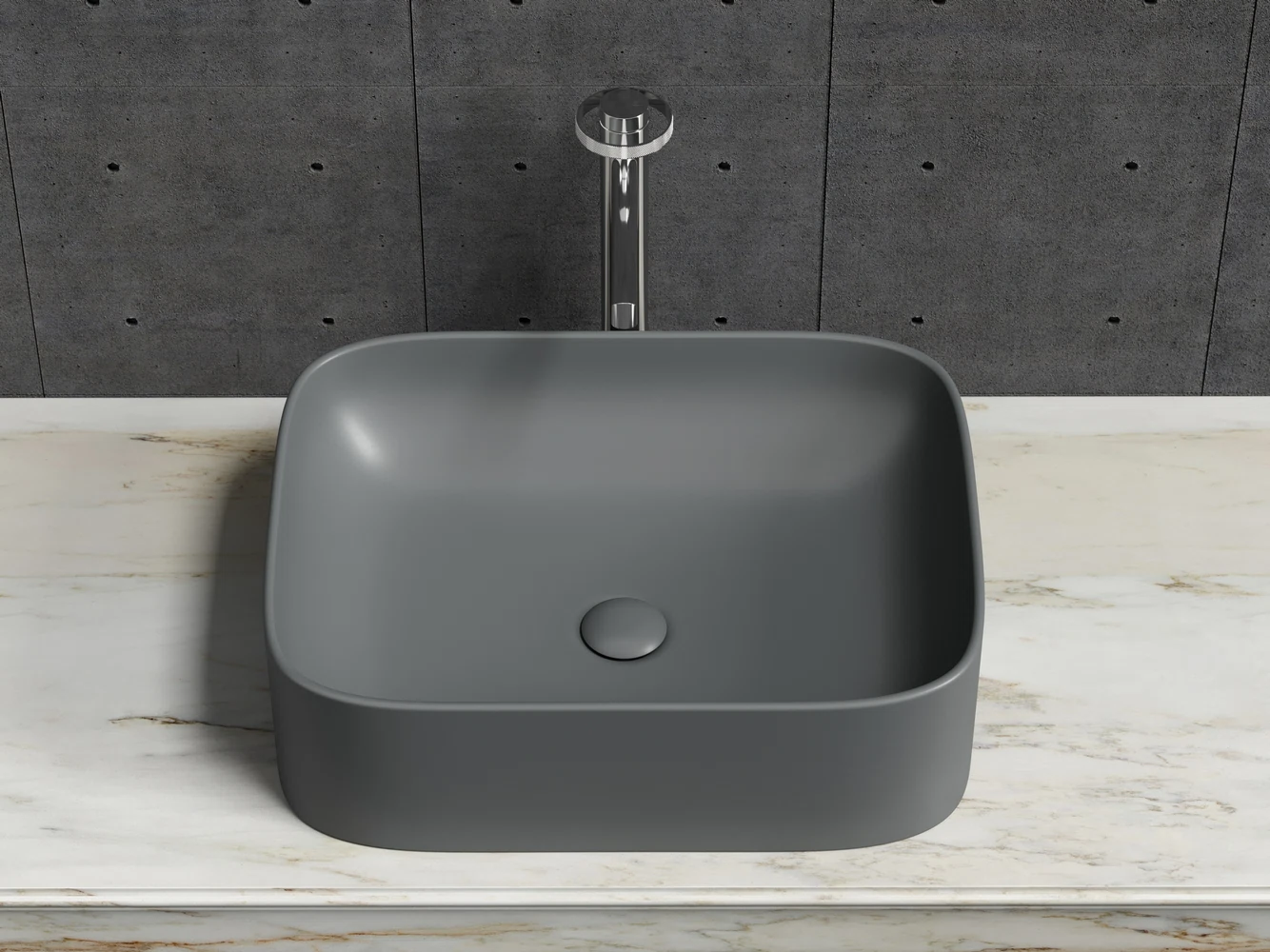 Изображение товара Умывальник чаша накладная прямоугольная (Темный Антрацит Матовый) Element 505x380x150мм