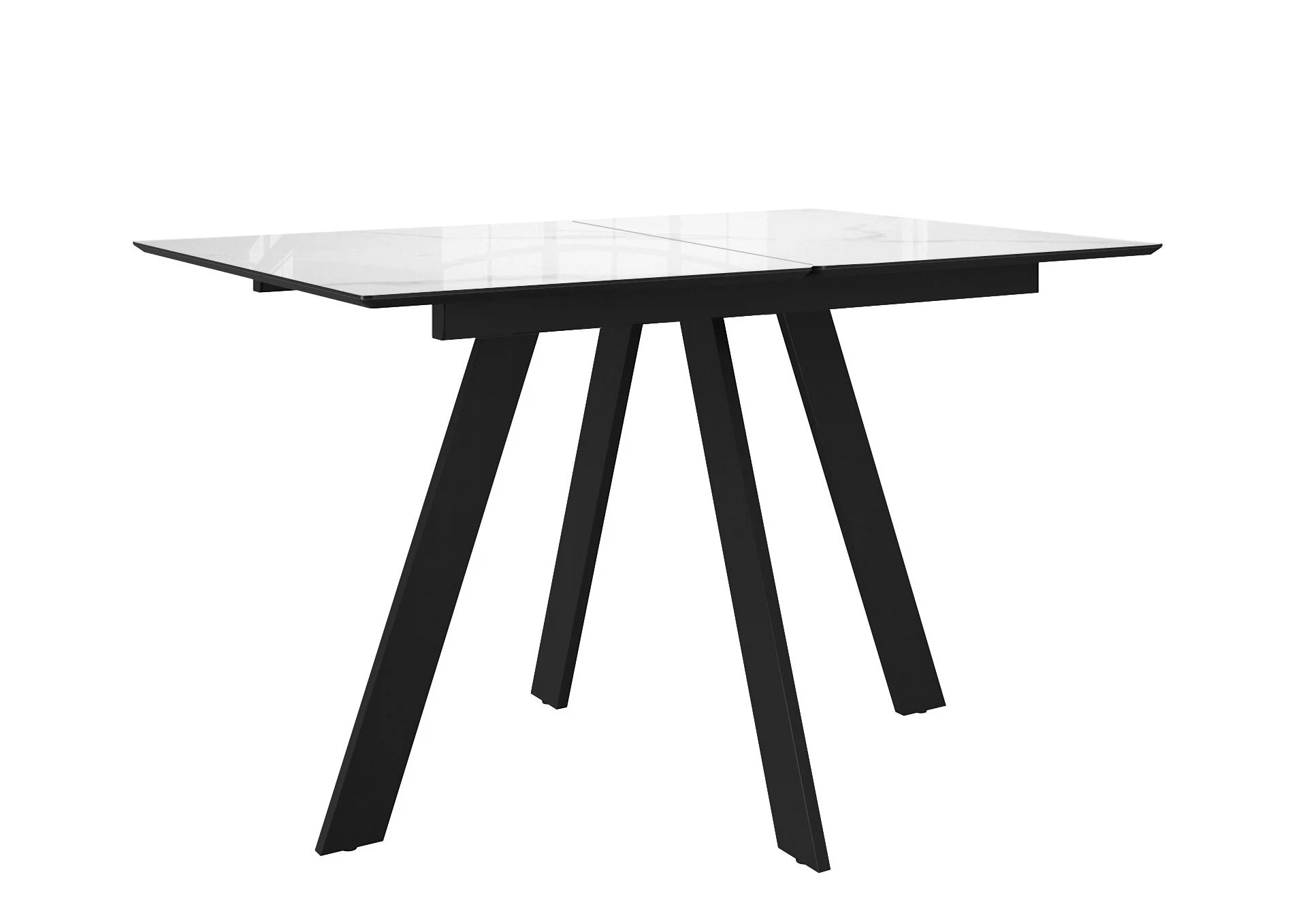 Изображение товара Стол DikLine DKD140 керамика 140(180)х80, Carrara Gloss (мрамор глянец белый), опоры черные