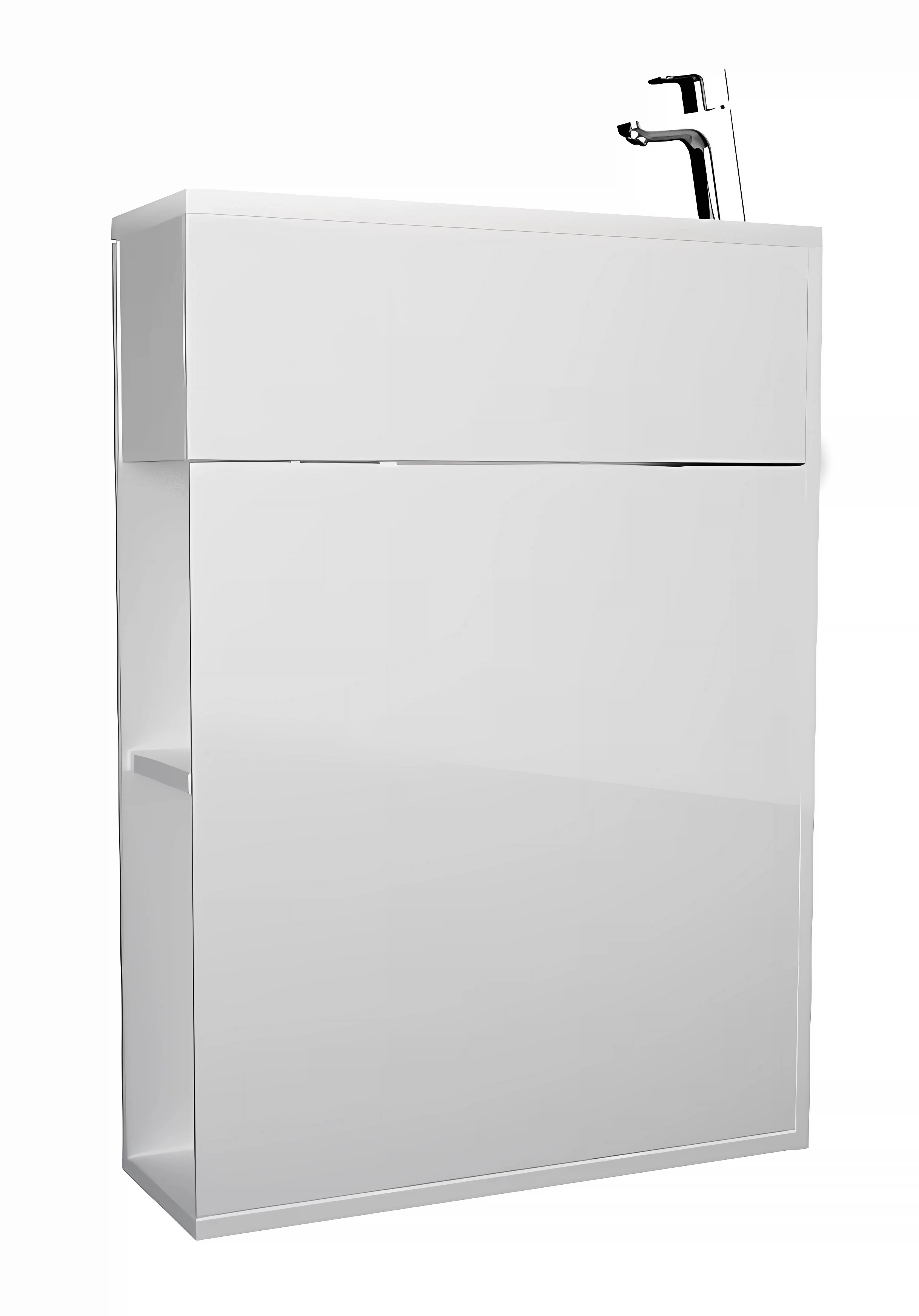 Изображение товара Тумба с раковиной в ванную 1Marka Stretto 50 см, подвесная, белый глянец